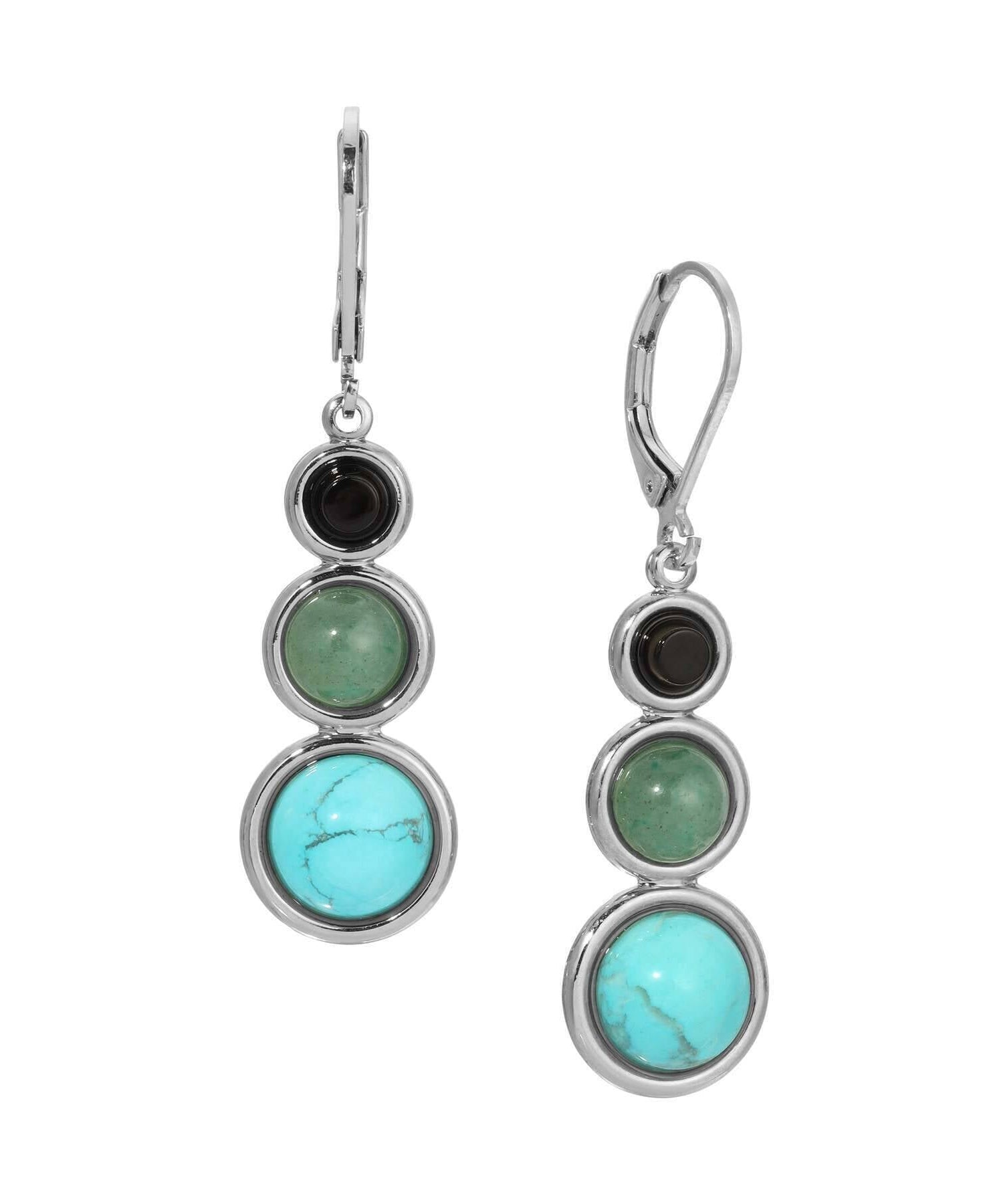 1928 Jewelry Graduated Multi Gemstone Linear Earrings