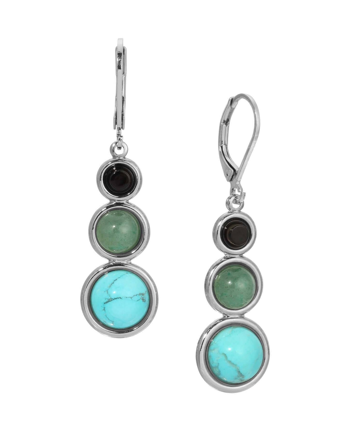 1928 Jewelry Graduated Multi Gemstone Linear Earrings