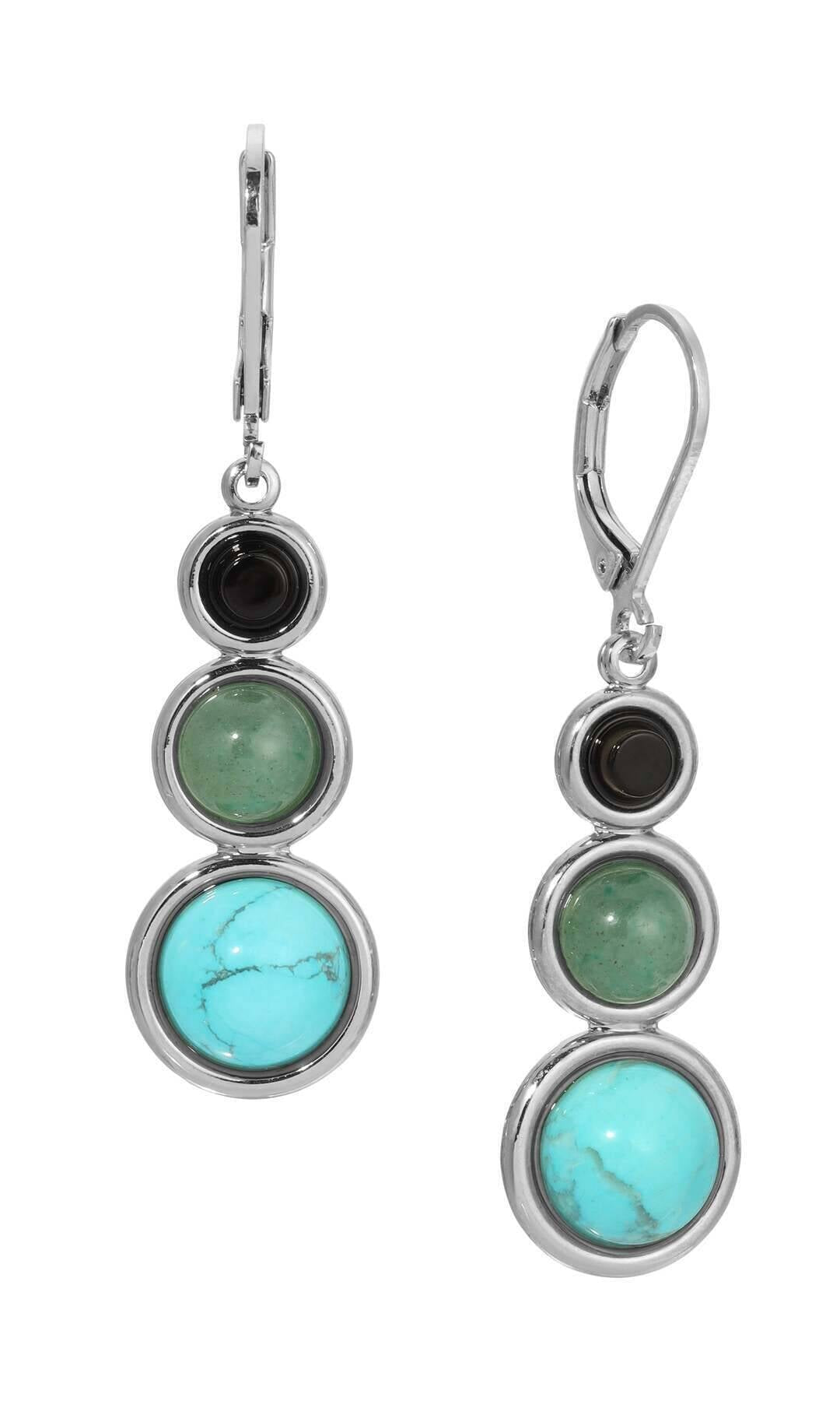 1928 Jewelry Graduated Multi Gemstone Linear Earrings