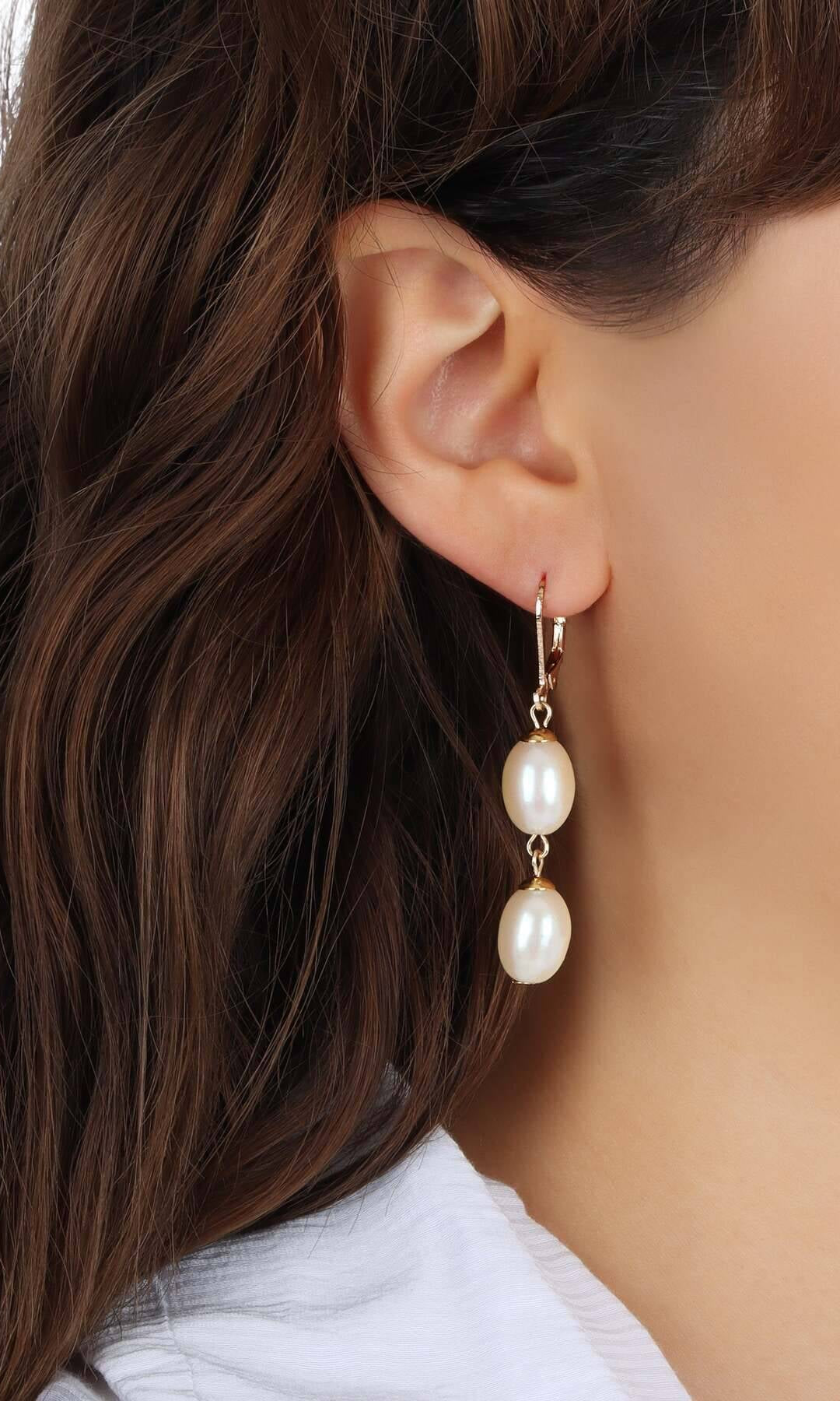 1928 Jewelry Timeless Double Egg Shaped Faux Pearl Dangling Earrings