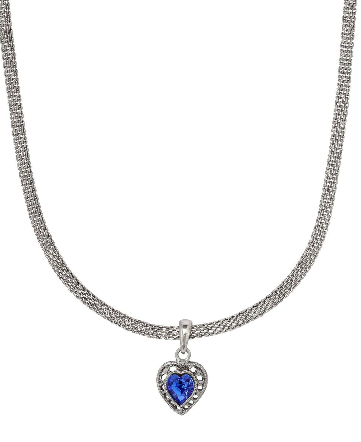 1928 Jewelry Eleganza Austrian Crystal Heart Pendant Necklace 13" + 5" Extension