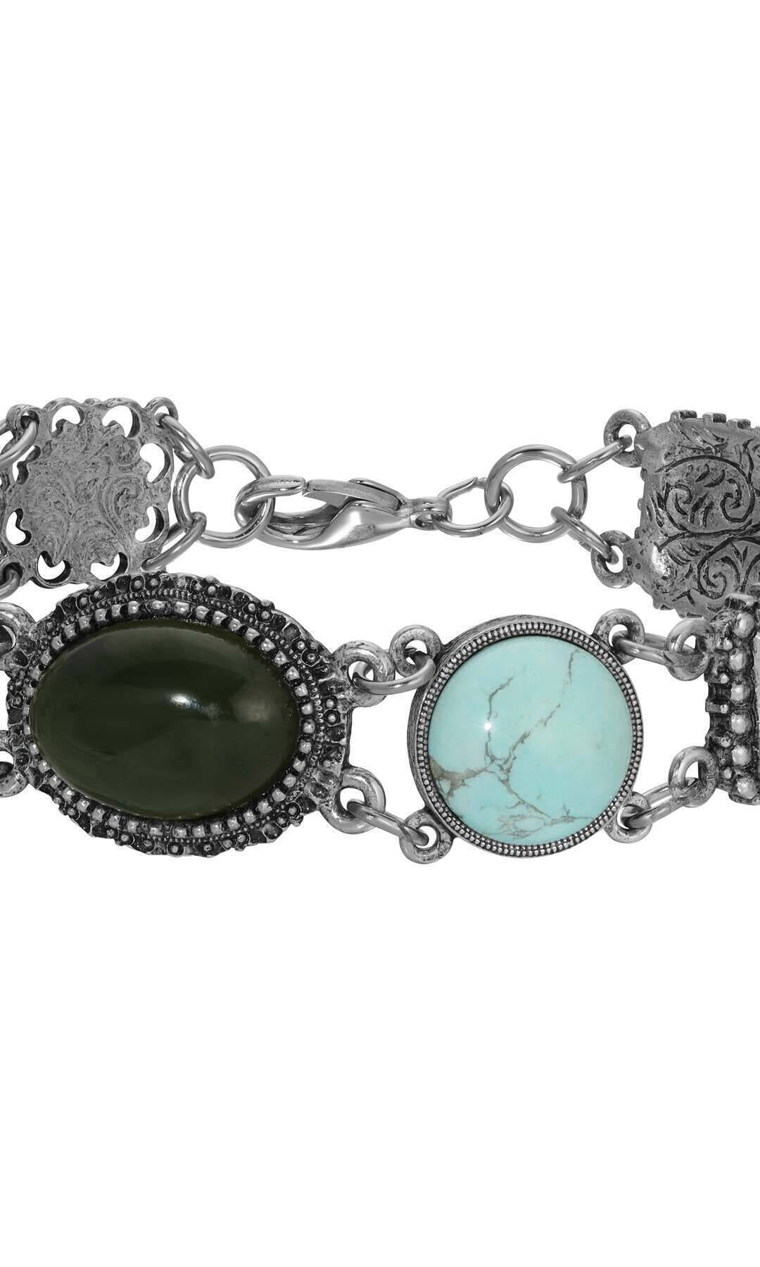 1928 Jewelry Opulent Stones Link Bracelet