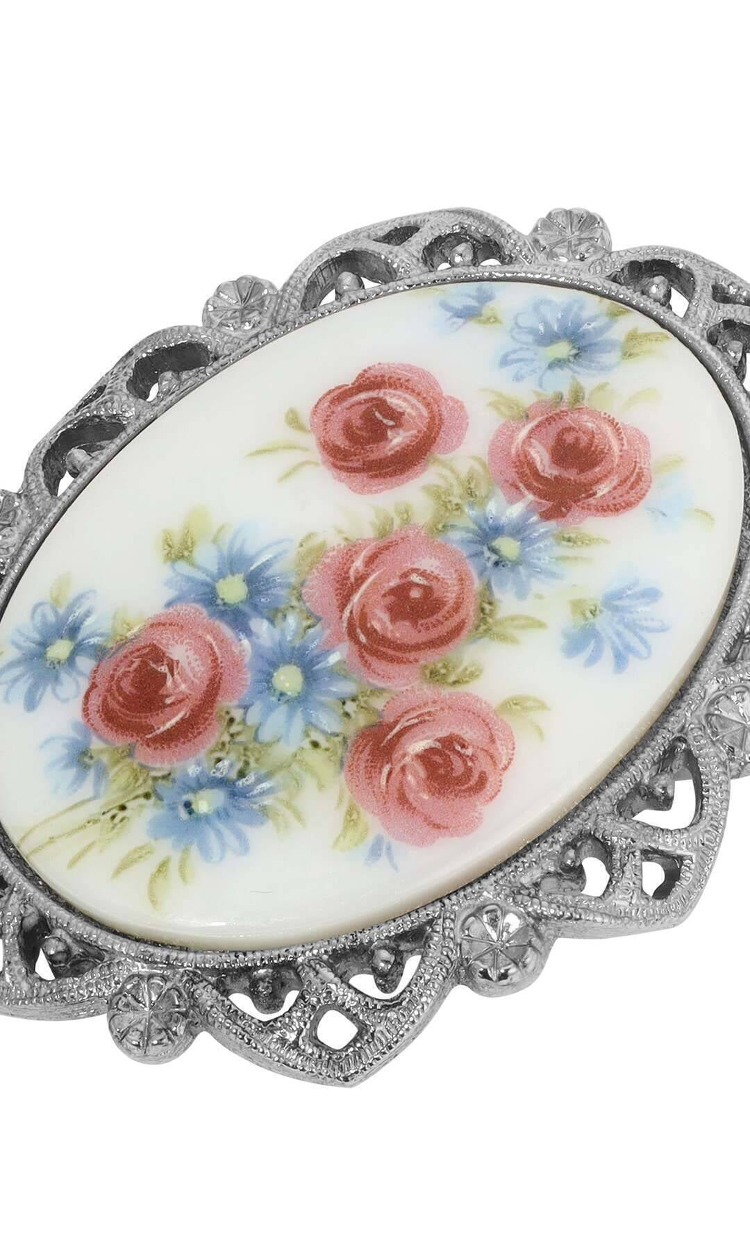 1928 Jewelry Grecian Windflowers & Roses Brooch