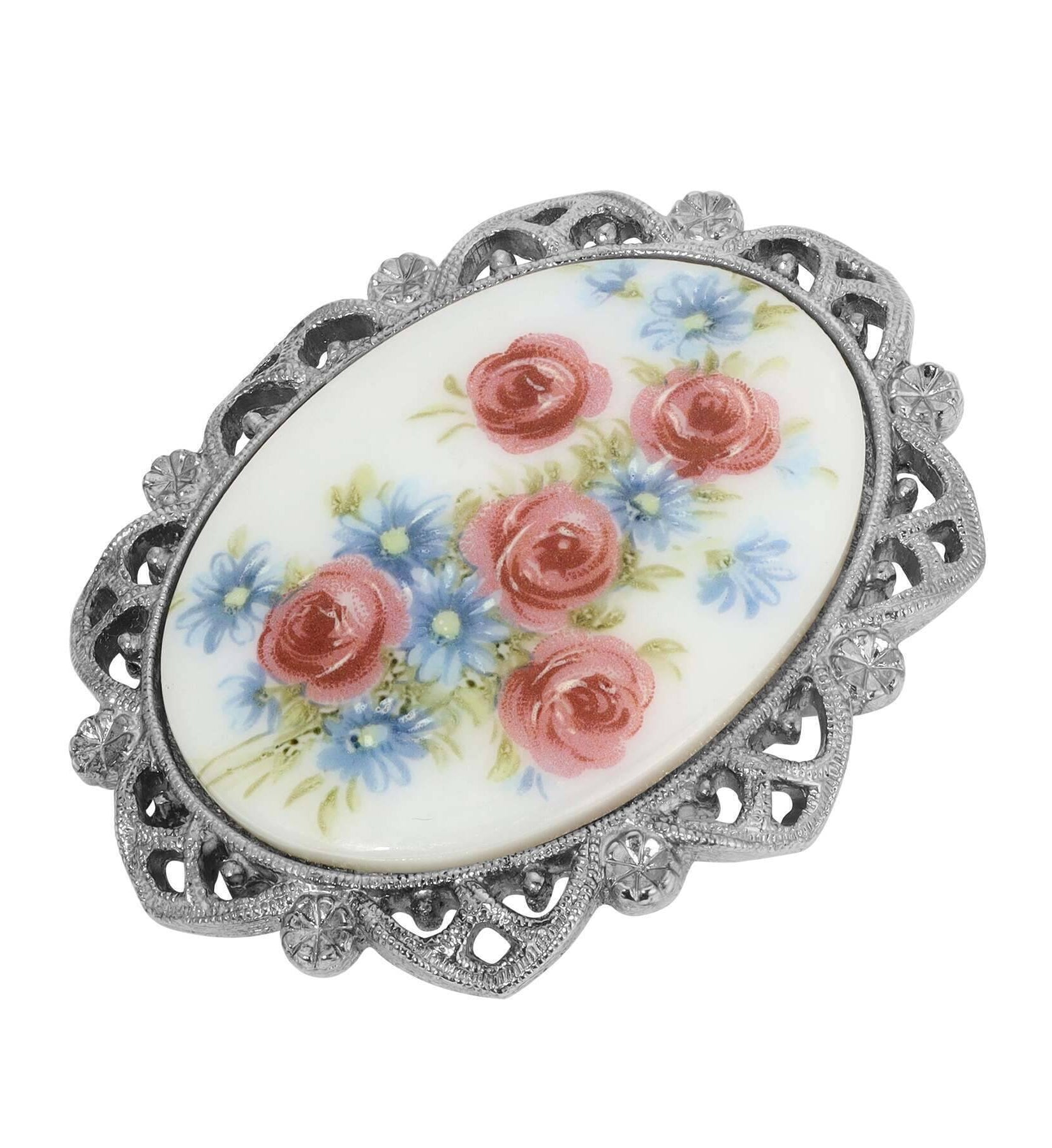 1928 Jewelry Grecian Windflowers & Roses Brooch