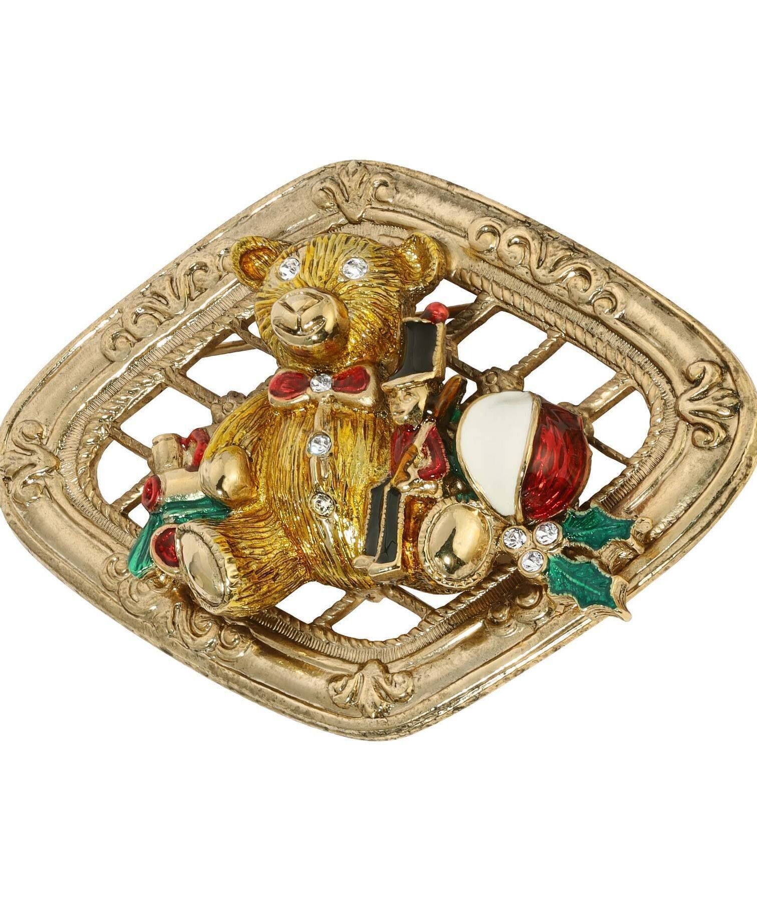 1928 Jewelry Teddy Bear & Nutcracker Christmas Brooch Pin