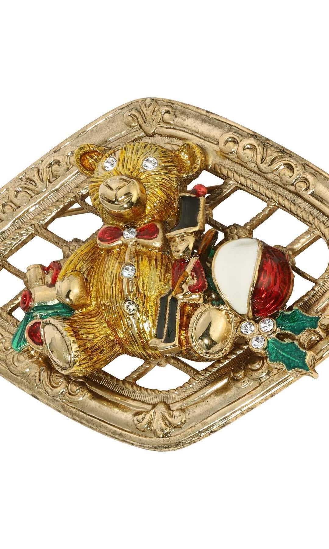 1928 Jewelry Teddy Bear & Nutcracker Christmas Brooch Pin