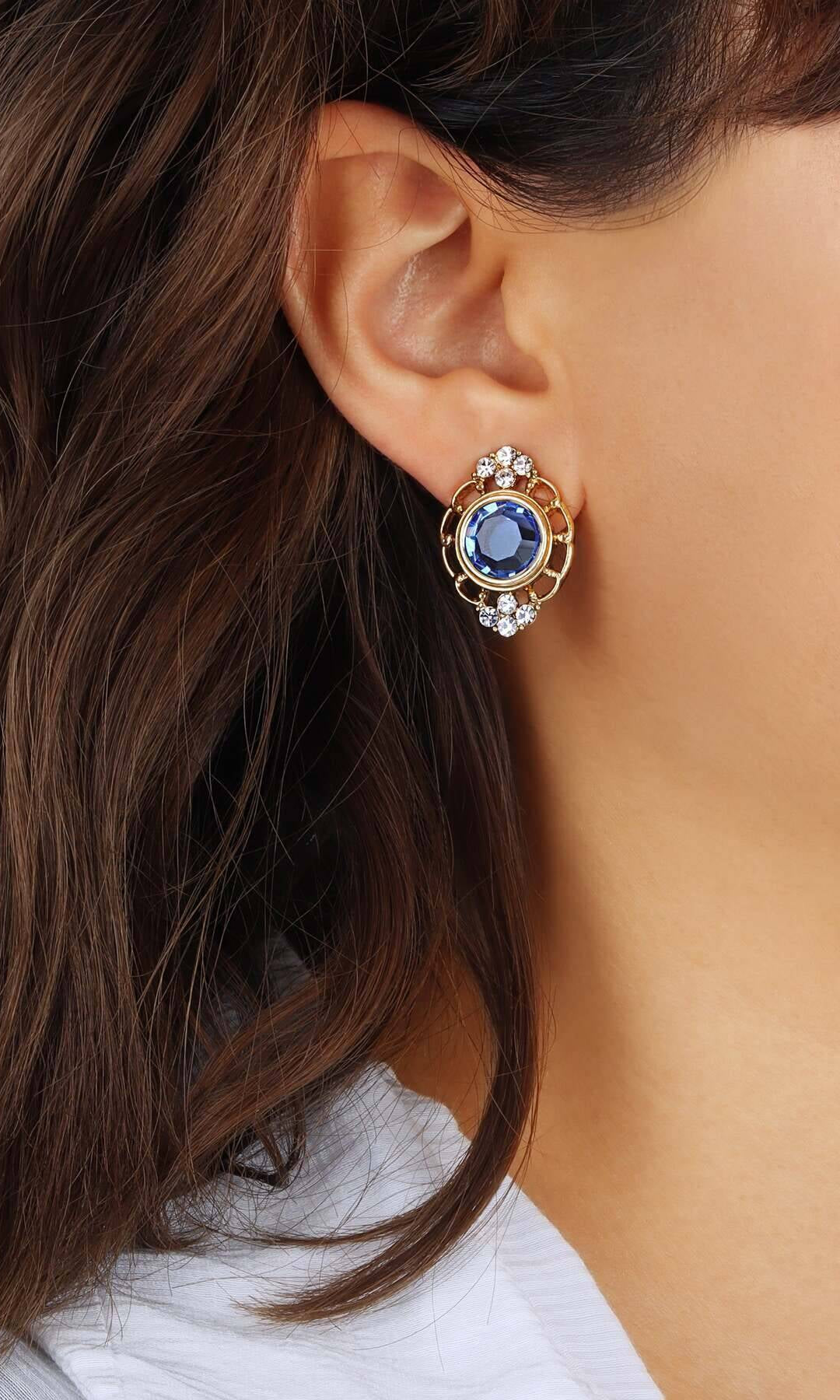 1928 Jewelry Sumptuous European Channel & Clear Crystal Post Drop Earrings