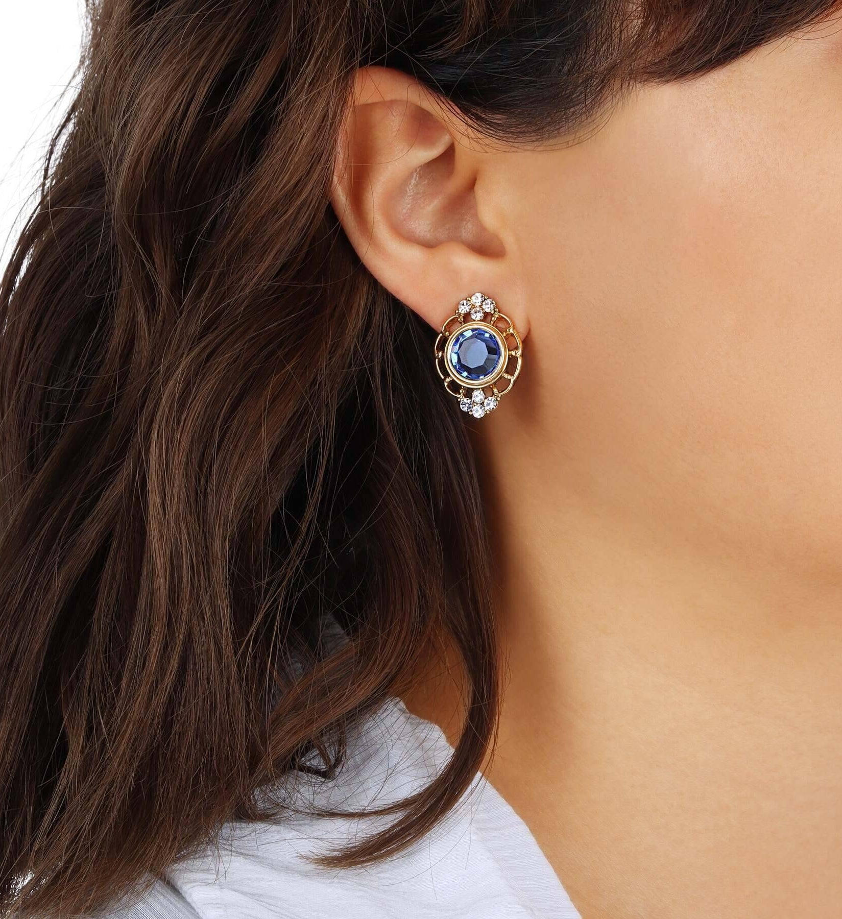 1928 Jewelry Sumptuous European Channel & Clear Crystal Post Drop Earrings