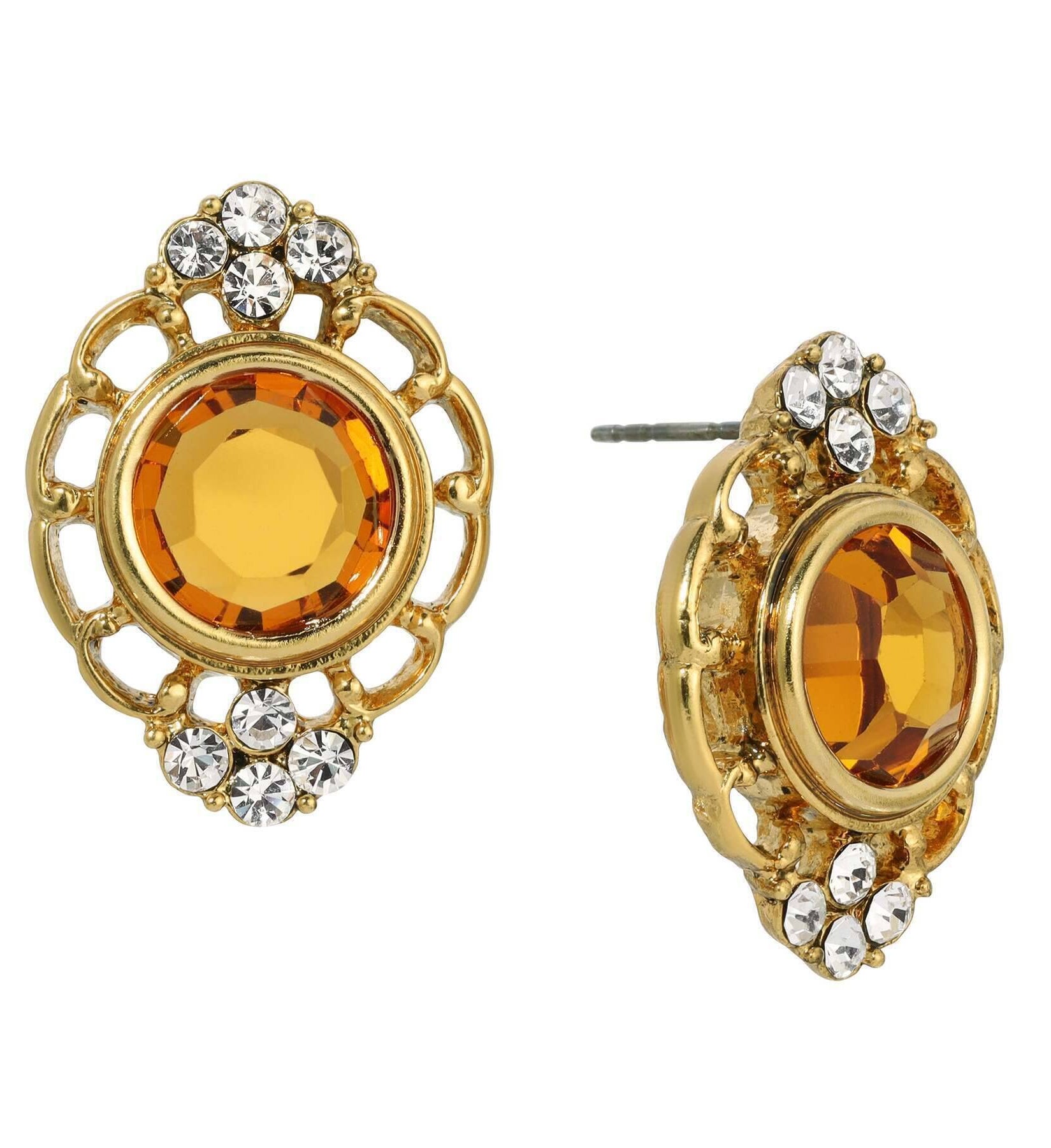 1928 Jewelry Sumptuous European Channel & Clear Crystal Post Drop Earrings