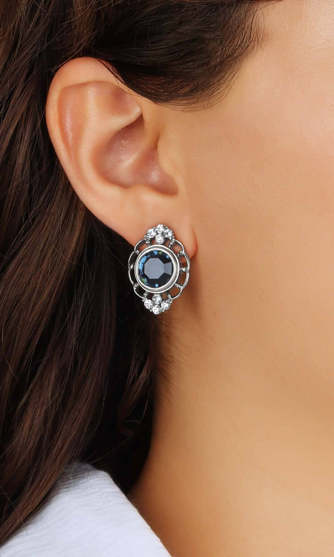 1928 Jewelry Sumptuous European Channel & Clear Crystal Post Drop Earrings