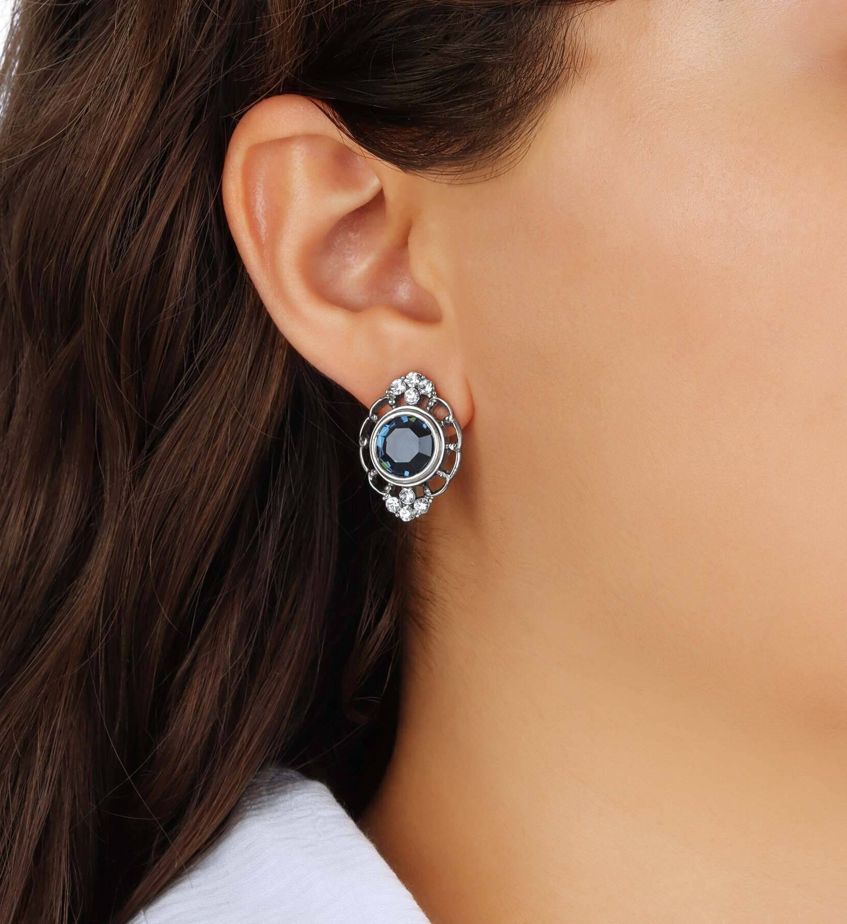 1928 Jewelry Sumptuous European Channel & Clear Crystal Post Drop Earrings