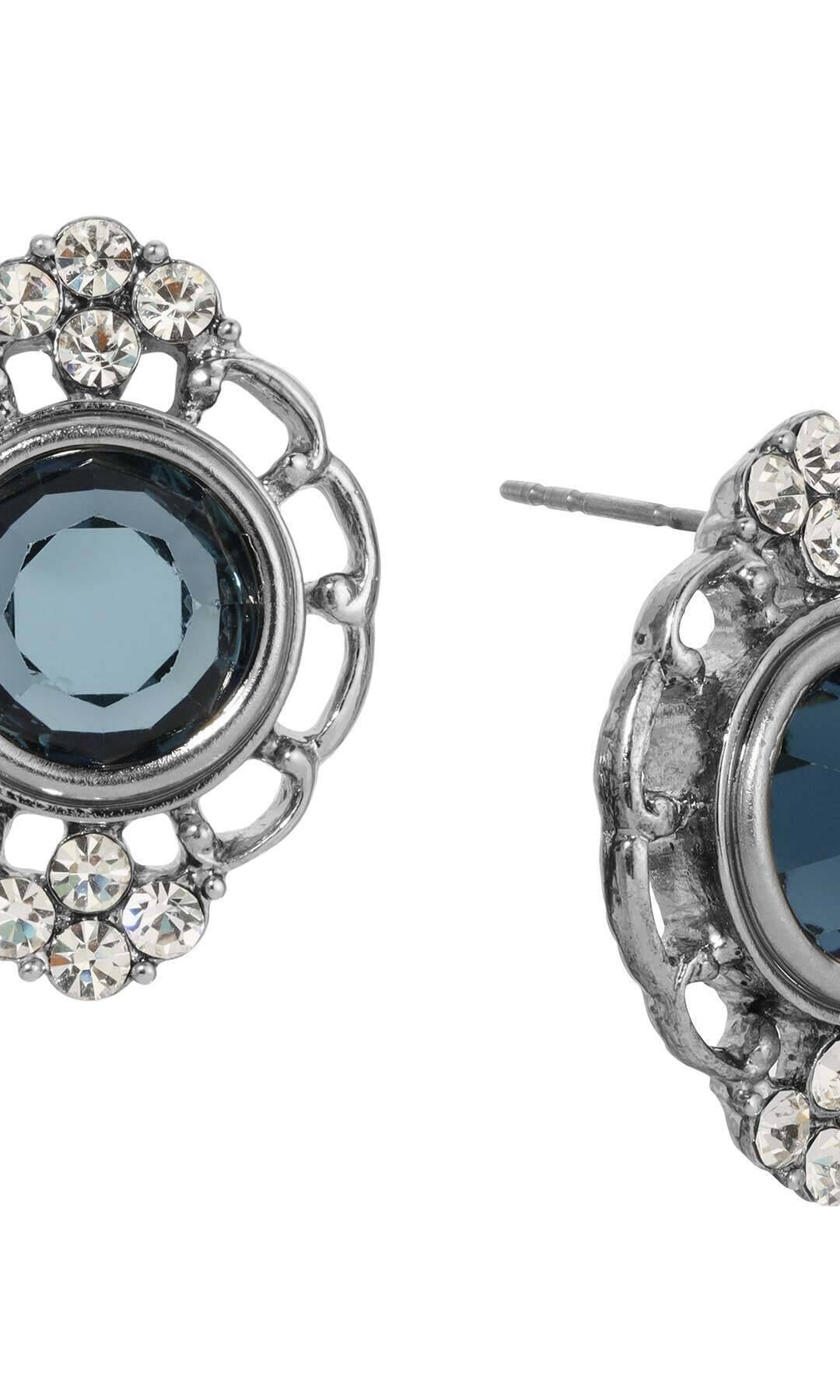 1928 Jewelry Sumptuous European Channel & Clear Crystal Post Drop Earrings