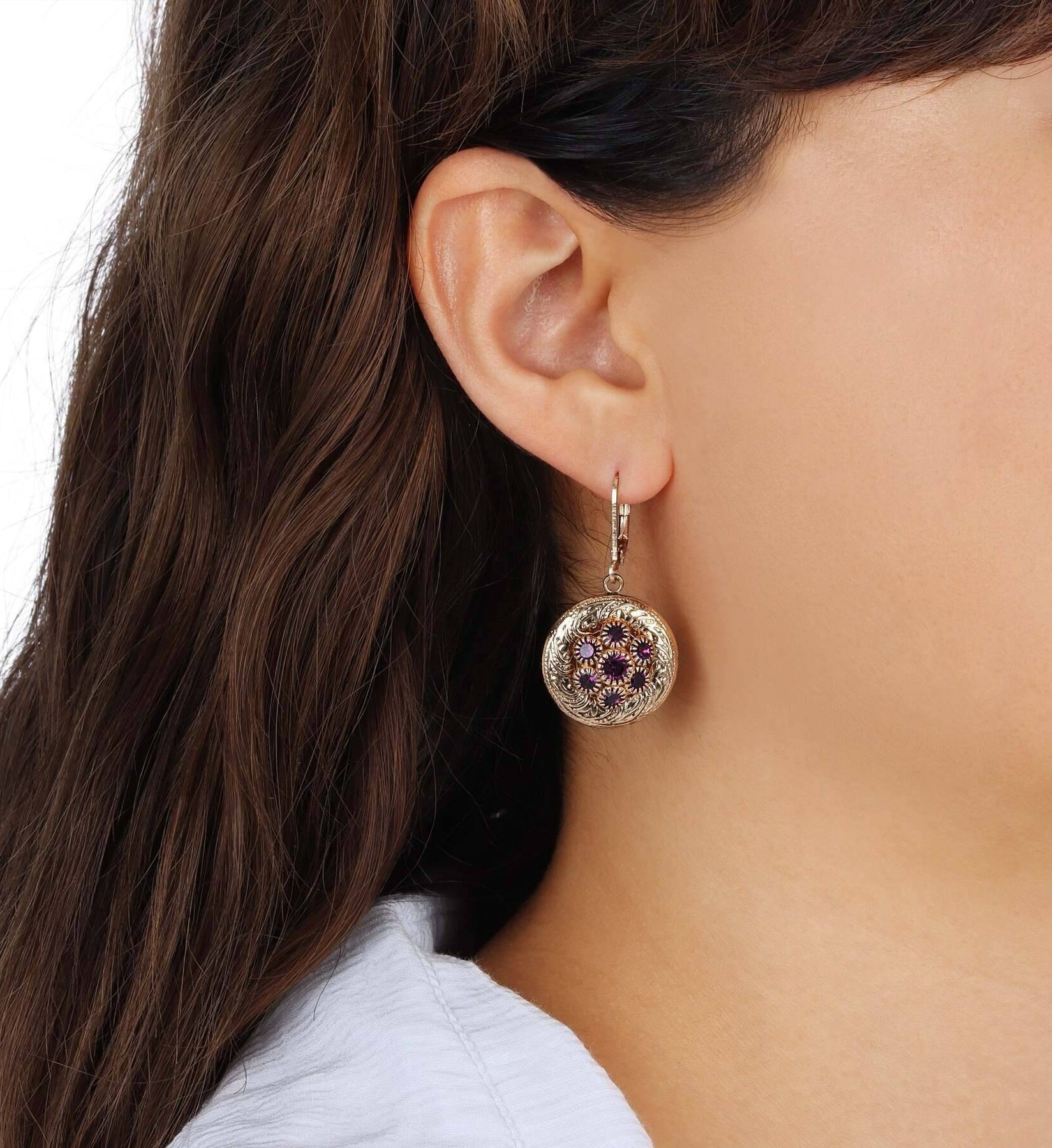 1928 Jewelry Crystal Flower Cluster & Vines Drop Earrings