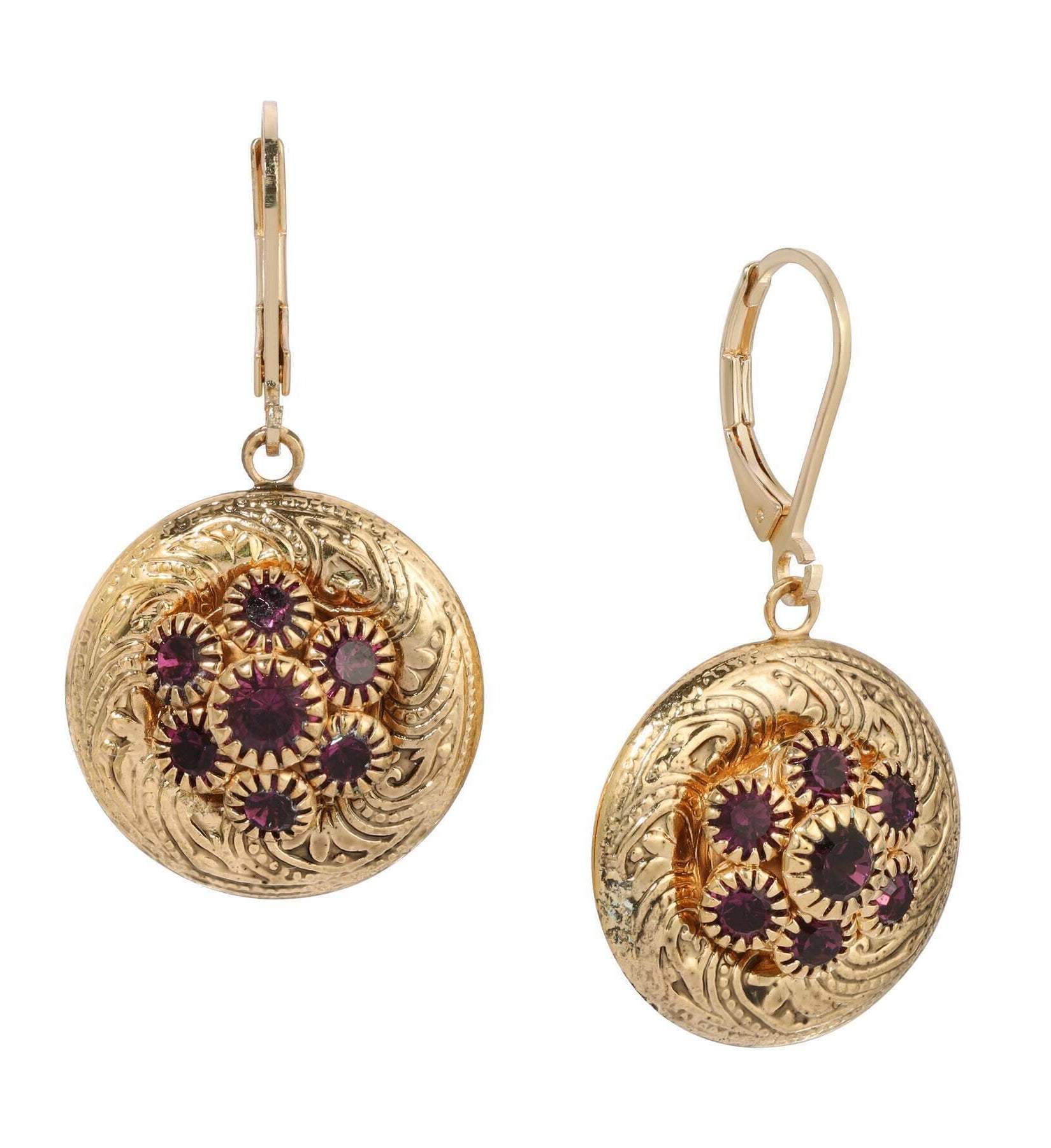 1928 Jewelry Crystal Flower Cluster & Vines Drop Earrings