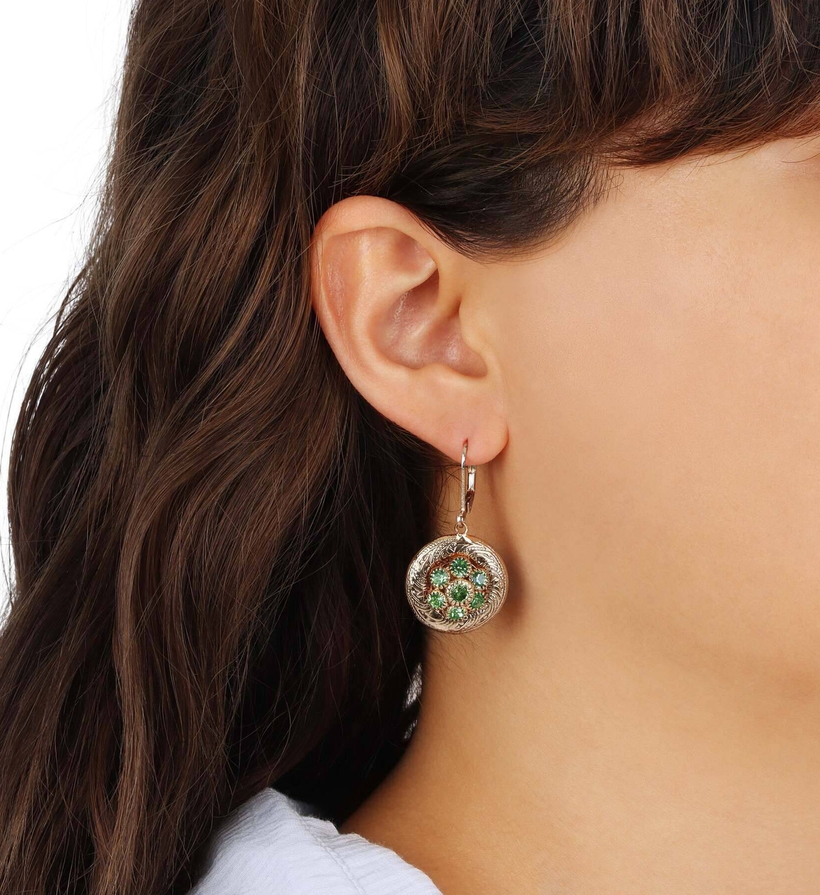 1928 Jewelry Crystal Flower Cluster & Vines Drop Earrings