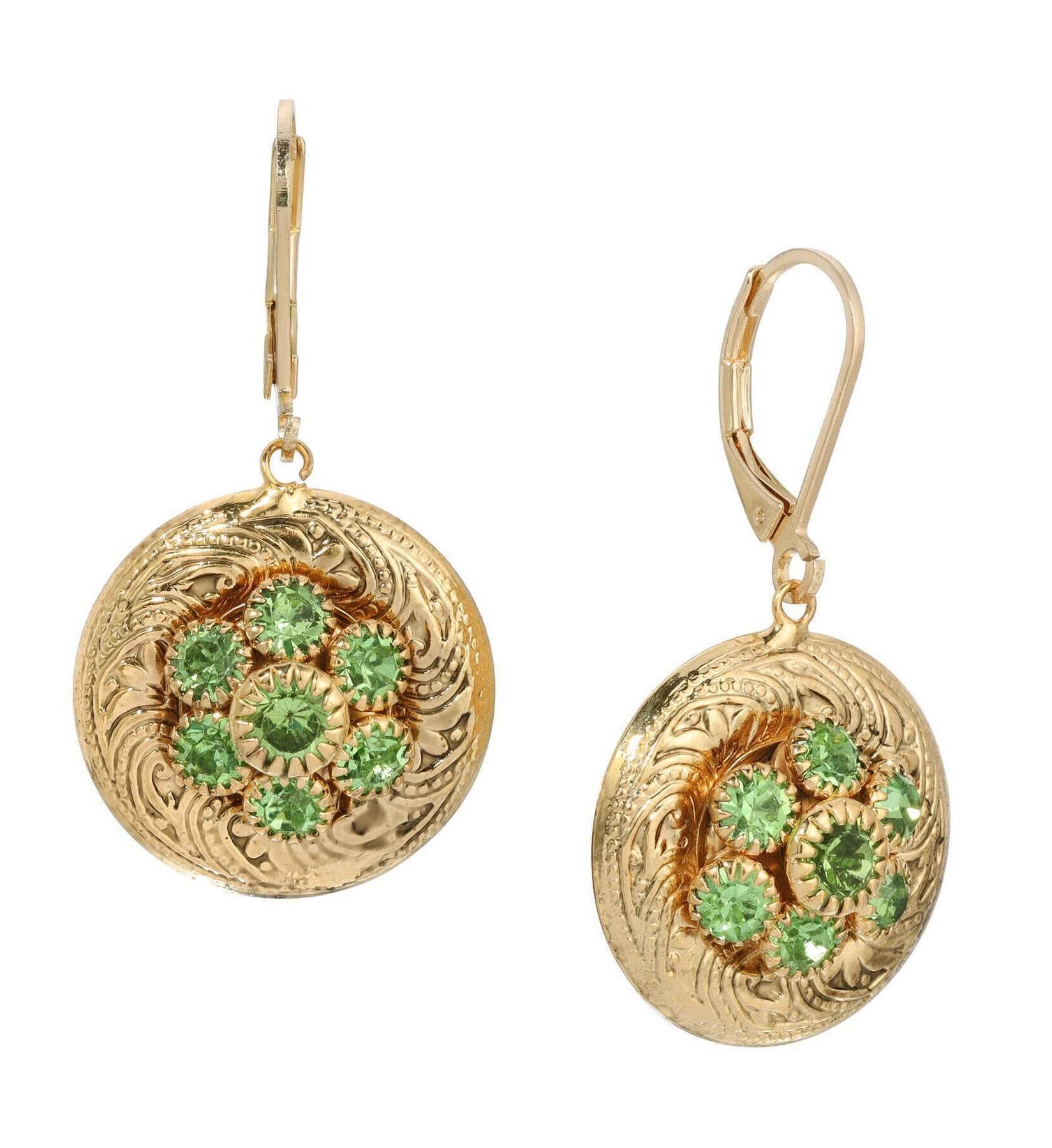 1928 Jewelry Crystal Flower Cluster & Vines Drop Earrings