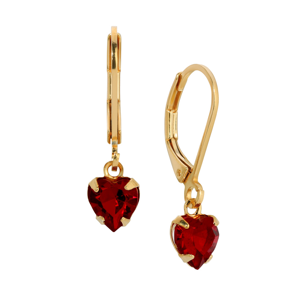 Red 1928 Jewelry Radiant Love Austrian Crystal Heart Drop Earrings