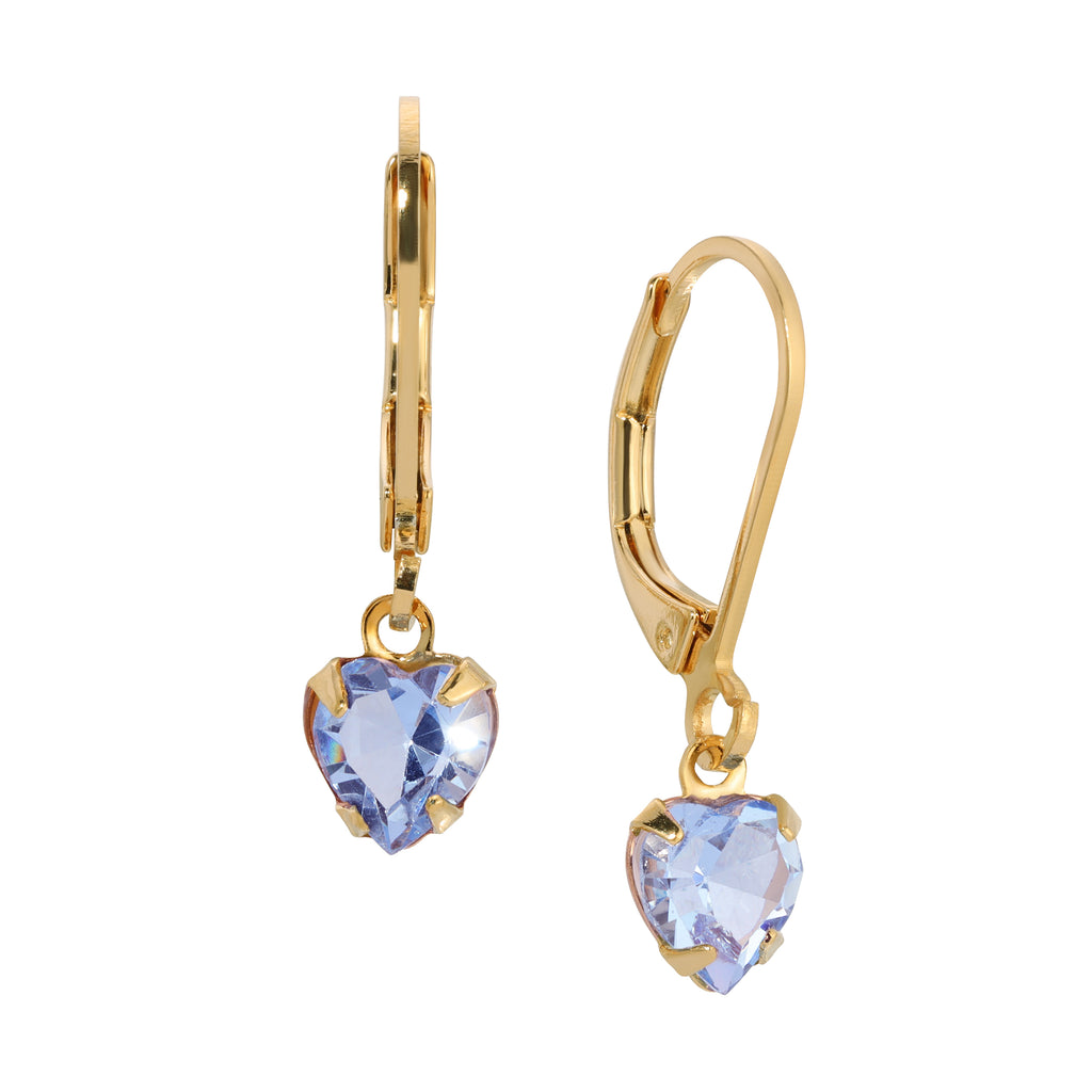 Light Blue 1928 Jewelry Radiant Love Austrian Crystal Heart Drop Earrings