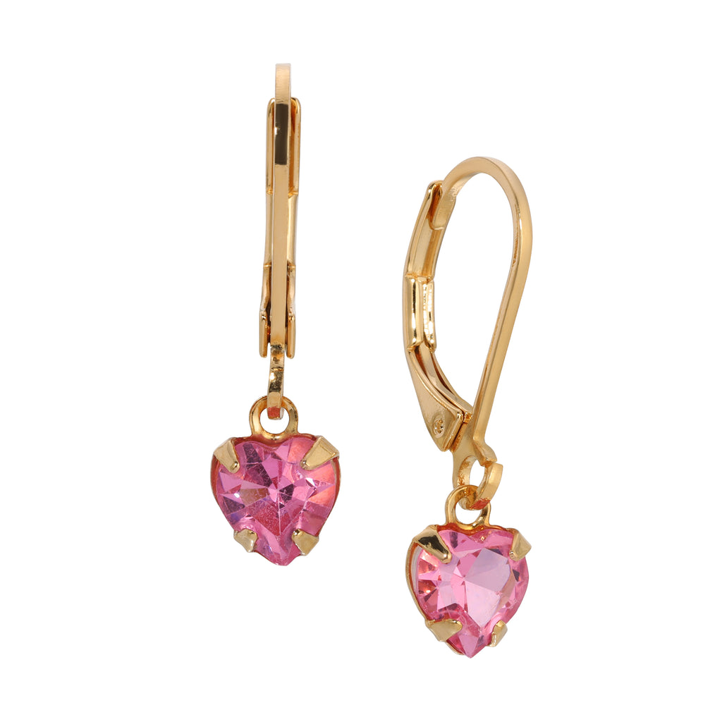 Pink 1928 Jewelry Radiant Love Austrian Crystal Heart Drop Earrings