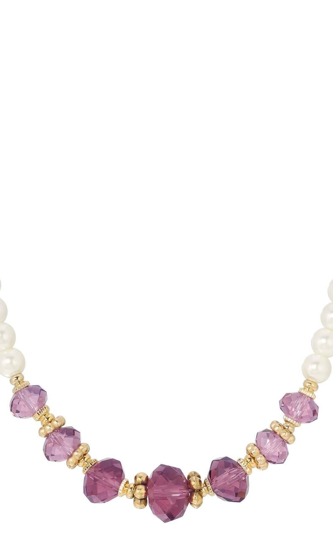 1928 Jewelry Amethyst Purple Glass Bead Faux Pearl Strand Necklace 15" + 3" Extension