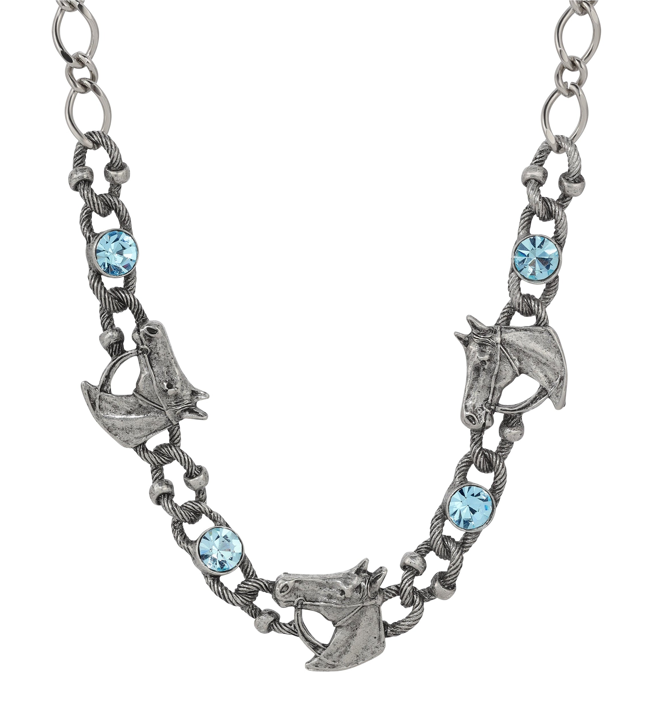 1928 Jewelry Equestrian Tide Rope Crystal Link Necklace 16" + 3" Extension