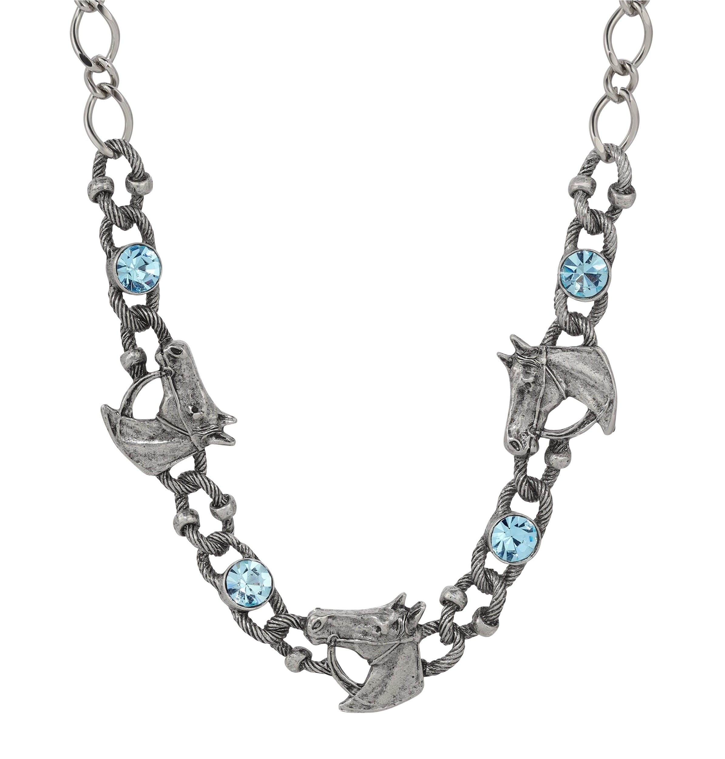 1928 Jewelry Equestrian Tide Rope Crystal Link Necklace 16" + 3" Extension