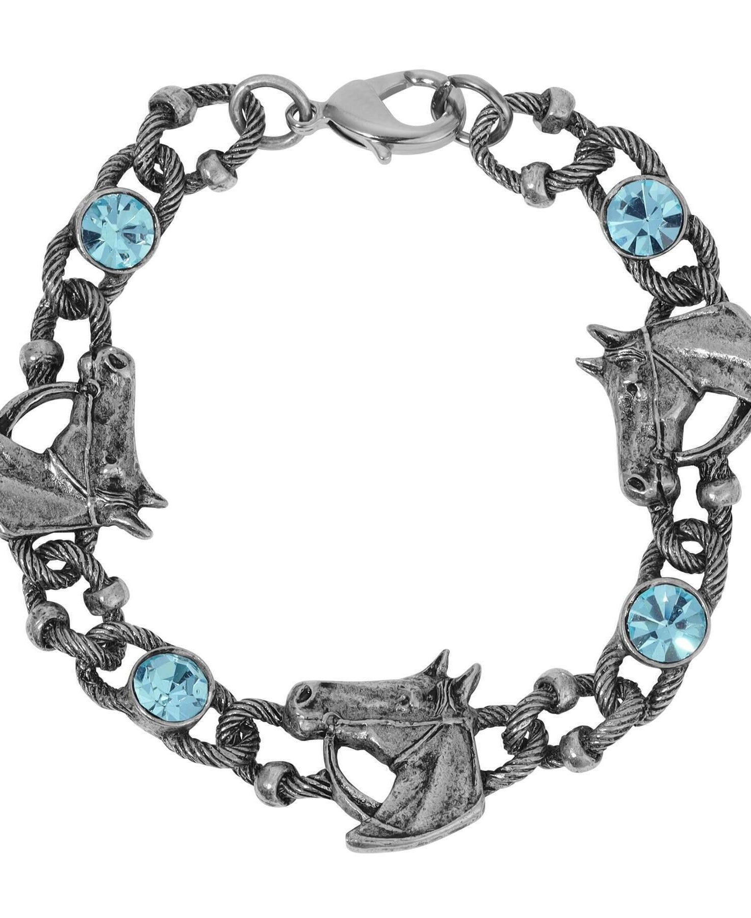 1928 Jewelry Equestrian Tide Rope Crystal Link Bracelet