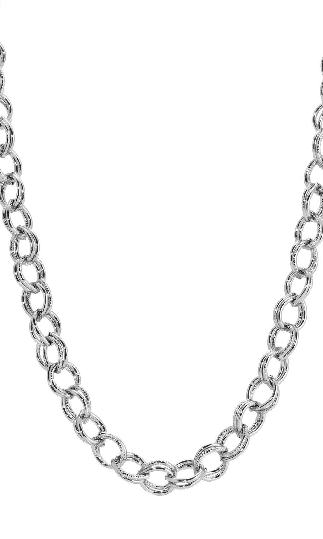1928 Jewelry Classic Knurled Oval Double Link Chain Necklace 16" + 3" Extender