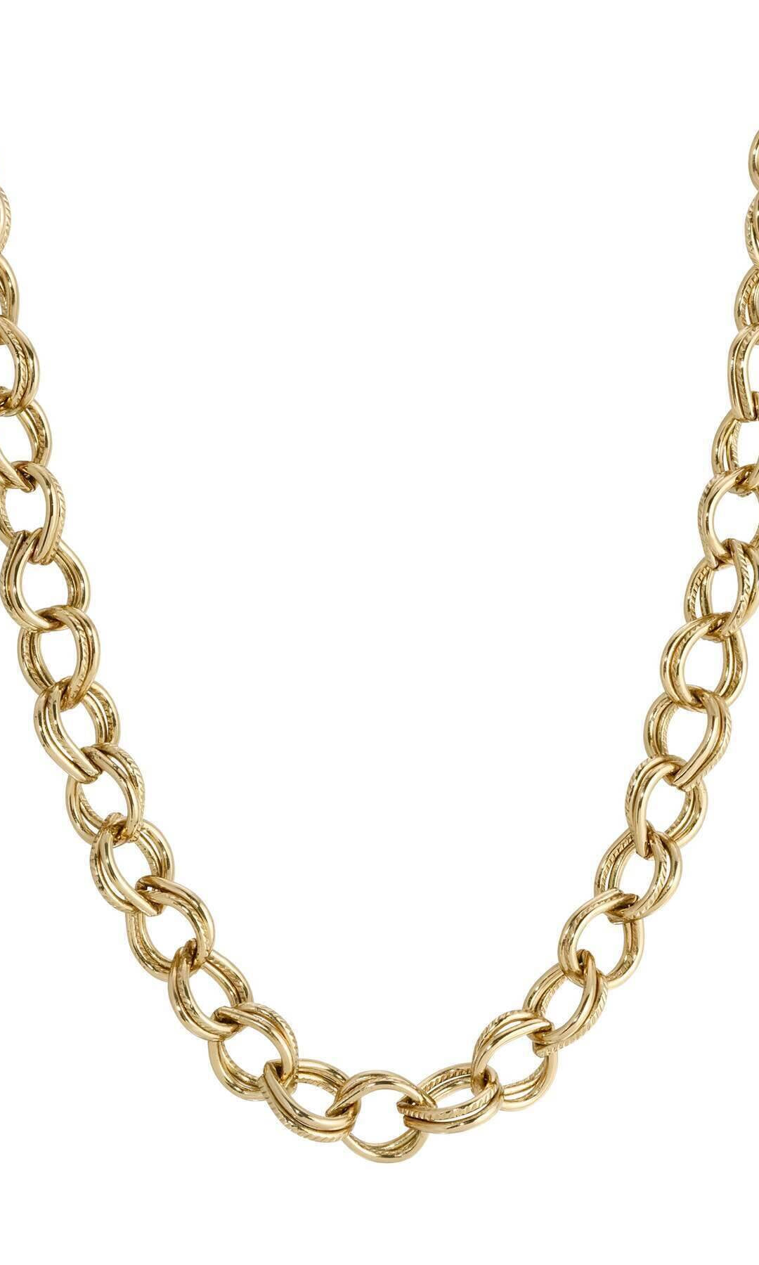 1928 Jewelry Classic Knurled Oval Double Link Chain Necklace 16" + 3" Extender