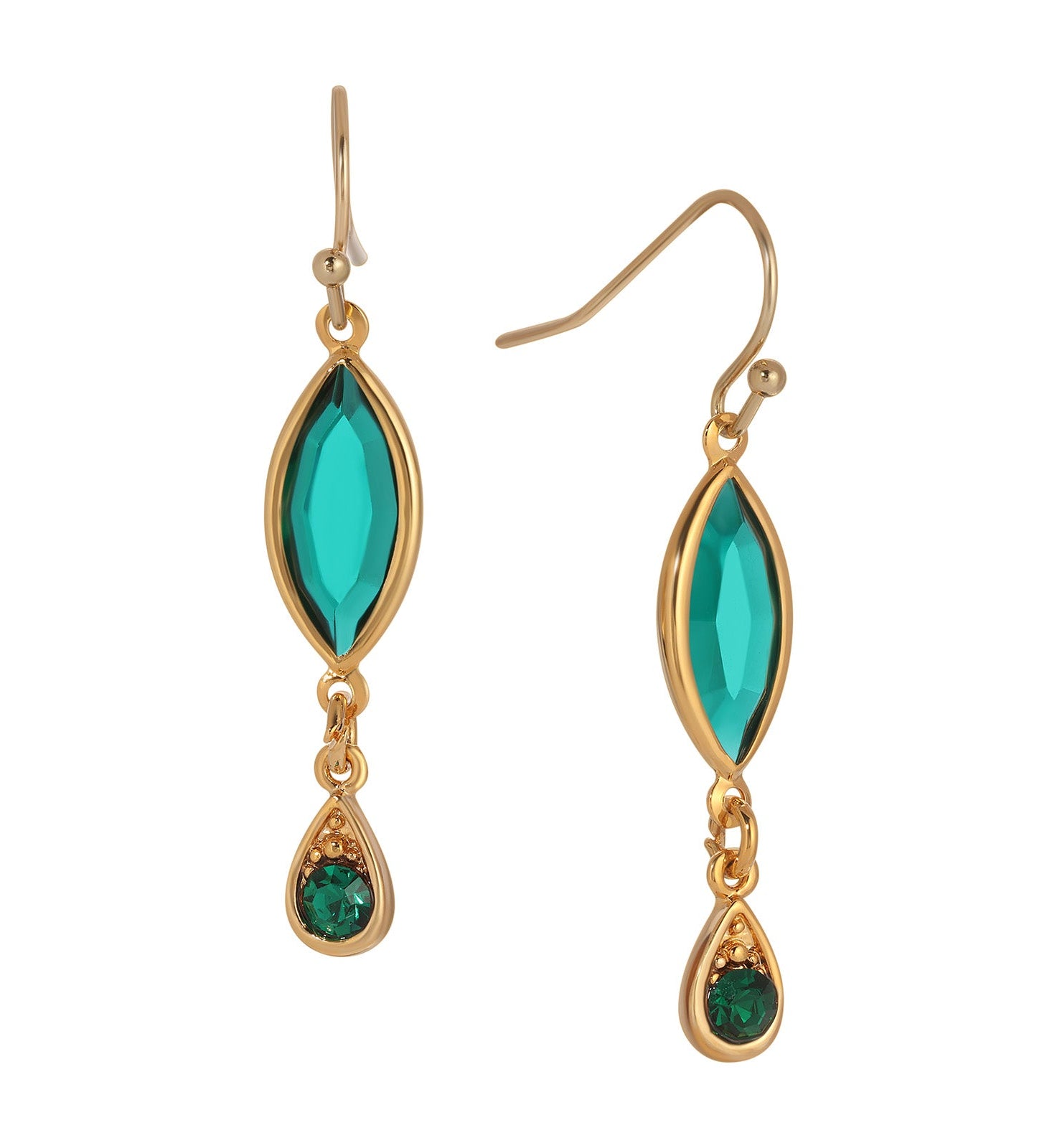 1928 Jewelry Emerald Garden Stone Dangling Earrings