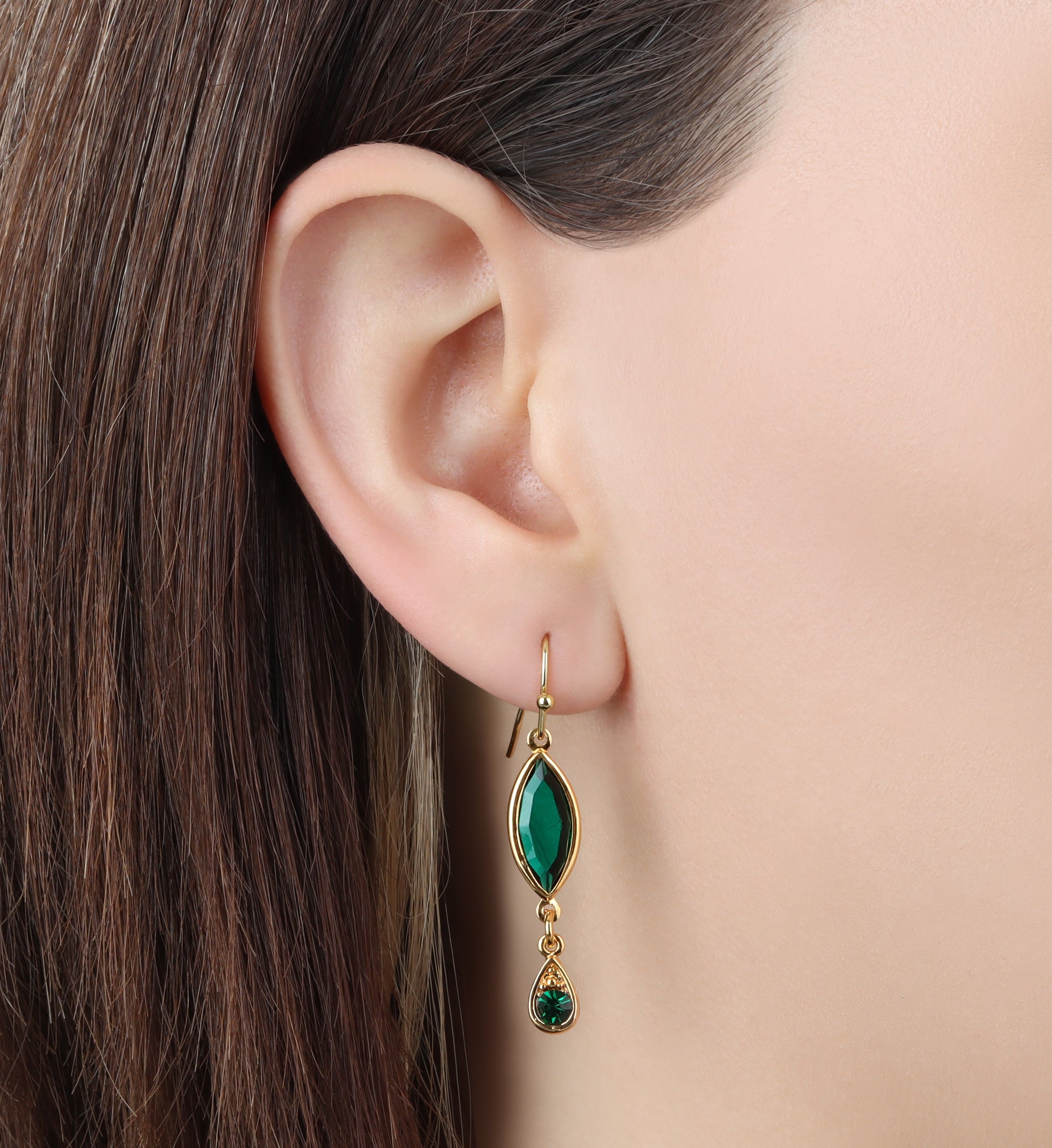 1928 Jewelry Emerald Garden Stone Dangling Earrings