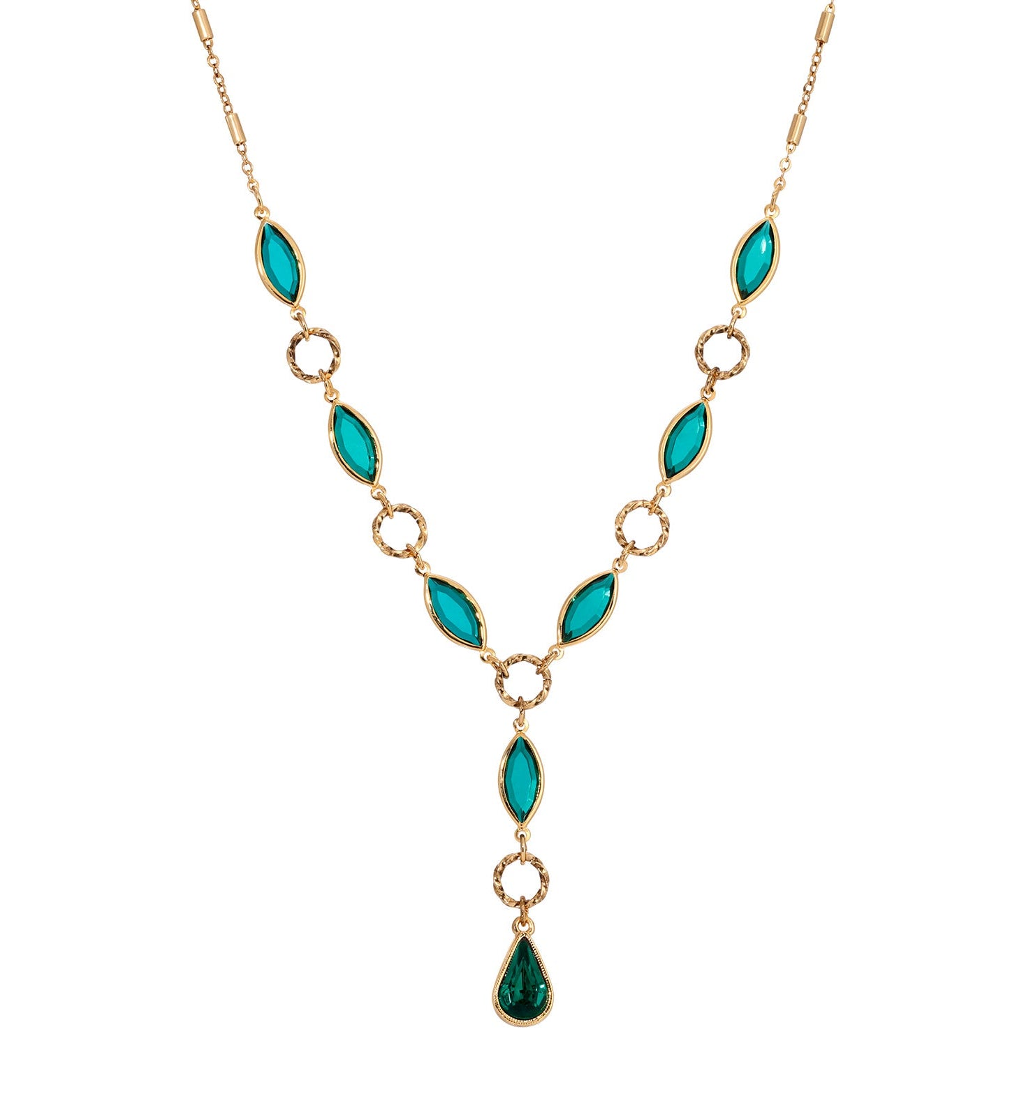 1928 Jewelry Emerald Garden Stone Y Necklace 16+3 Necklace