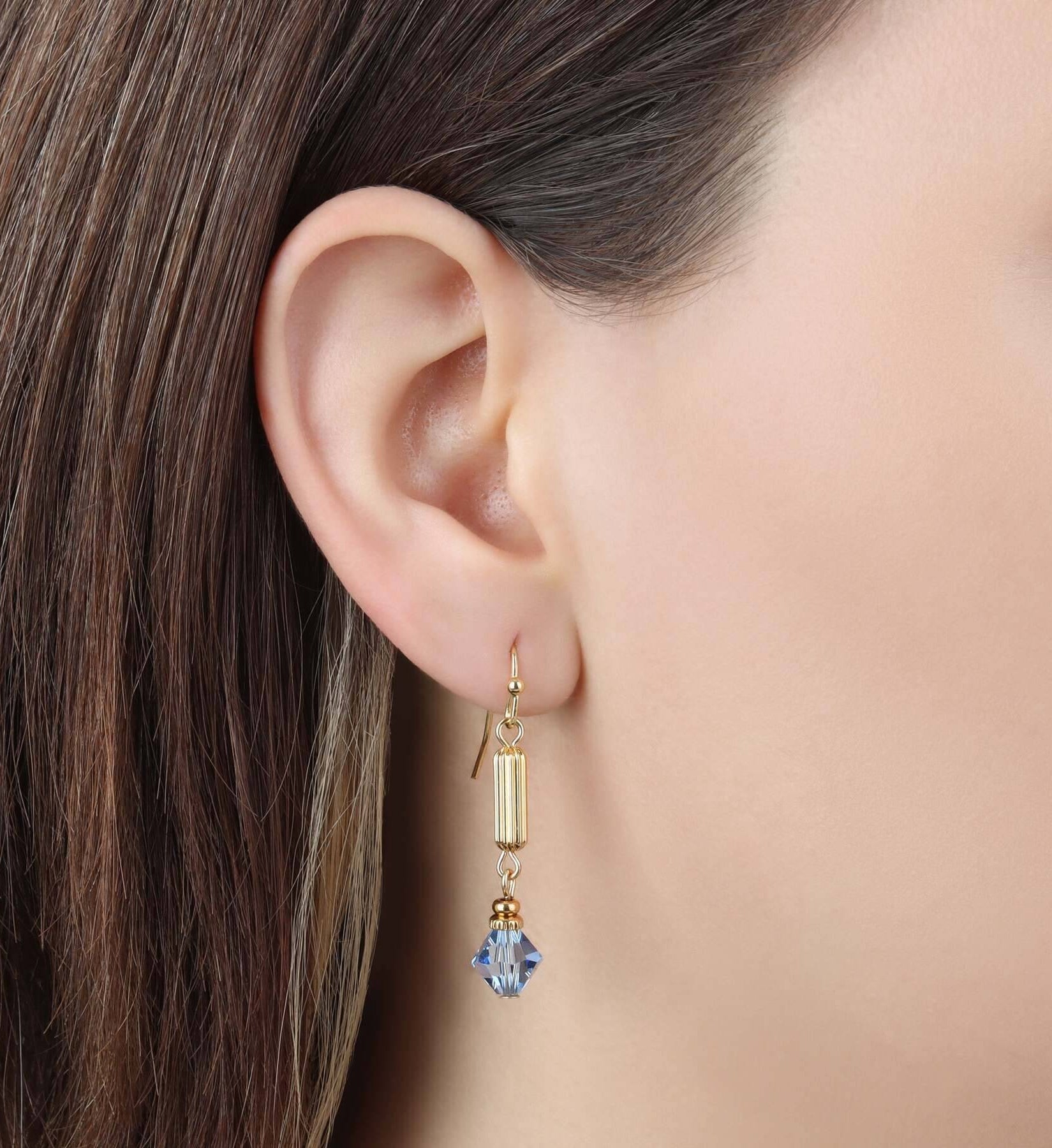 1928 Jewelry Gold Bead Crystal Lantern Dangling Earrings