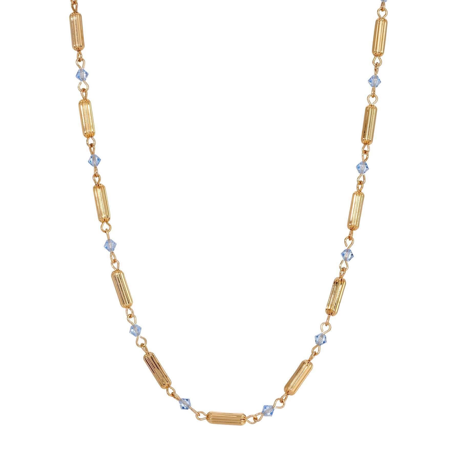 1928 Jewelry Gold Beaded Crystal Lantern Necklace 15" + 3" Extension