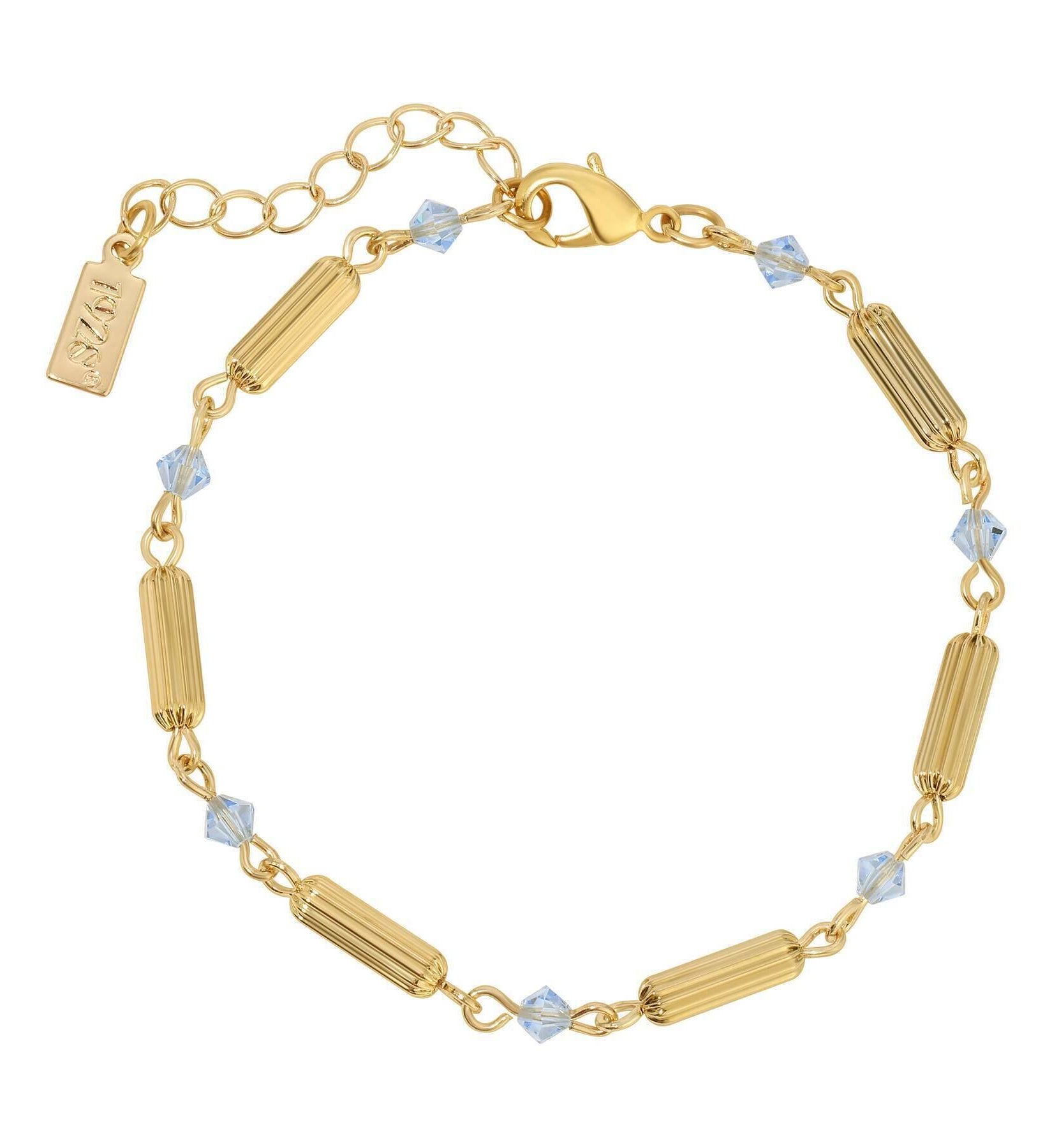 1928 Jewelry Gold Beaded Crystal Lantern Bracelet 1" Extension