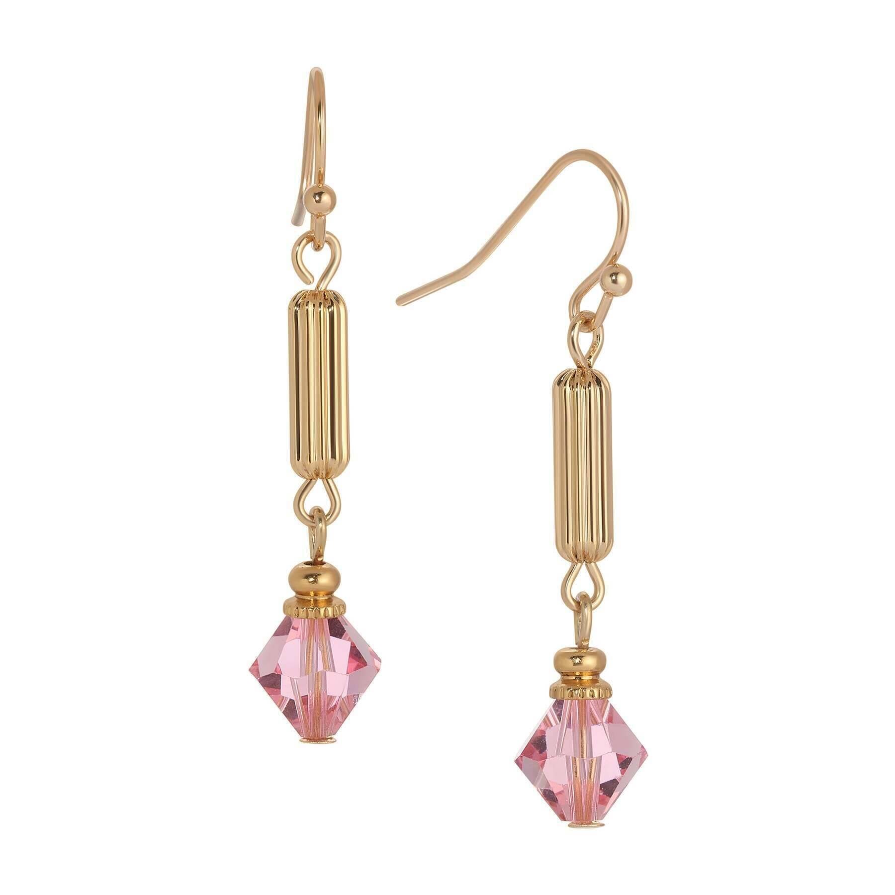 1928 Jewelry Gold Bead Crystal Lantern Dangling Earrings