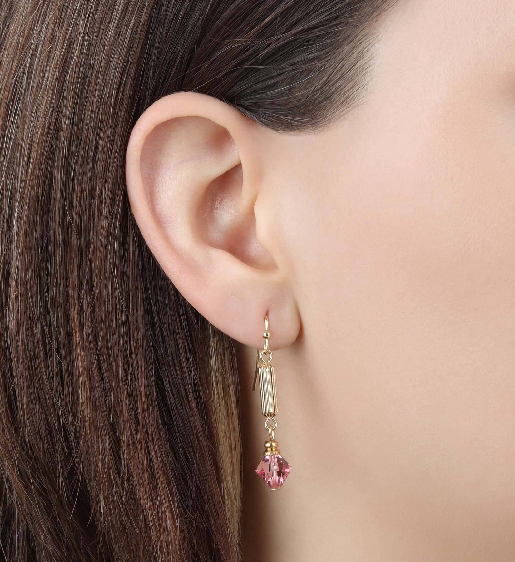 1928 Jewelry Gold Bead Crystal Lantern Dangling Earrings