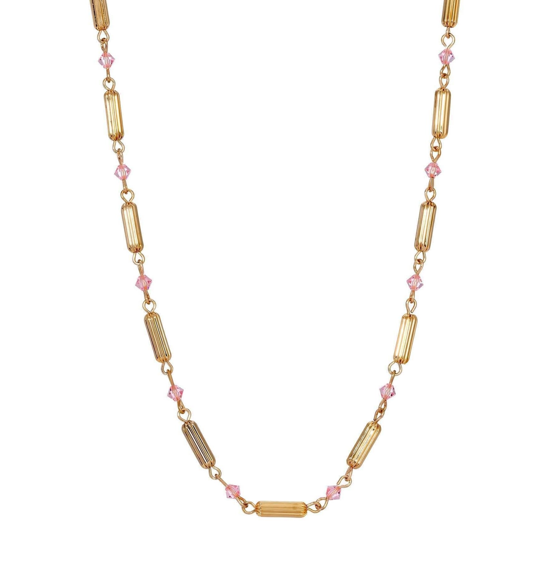 1928 Jewelry Gold Beaded Crystal Lantern Necklace 15" + 3" Extension