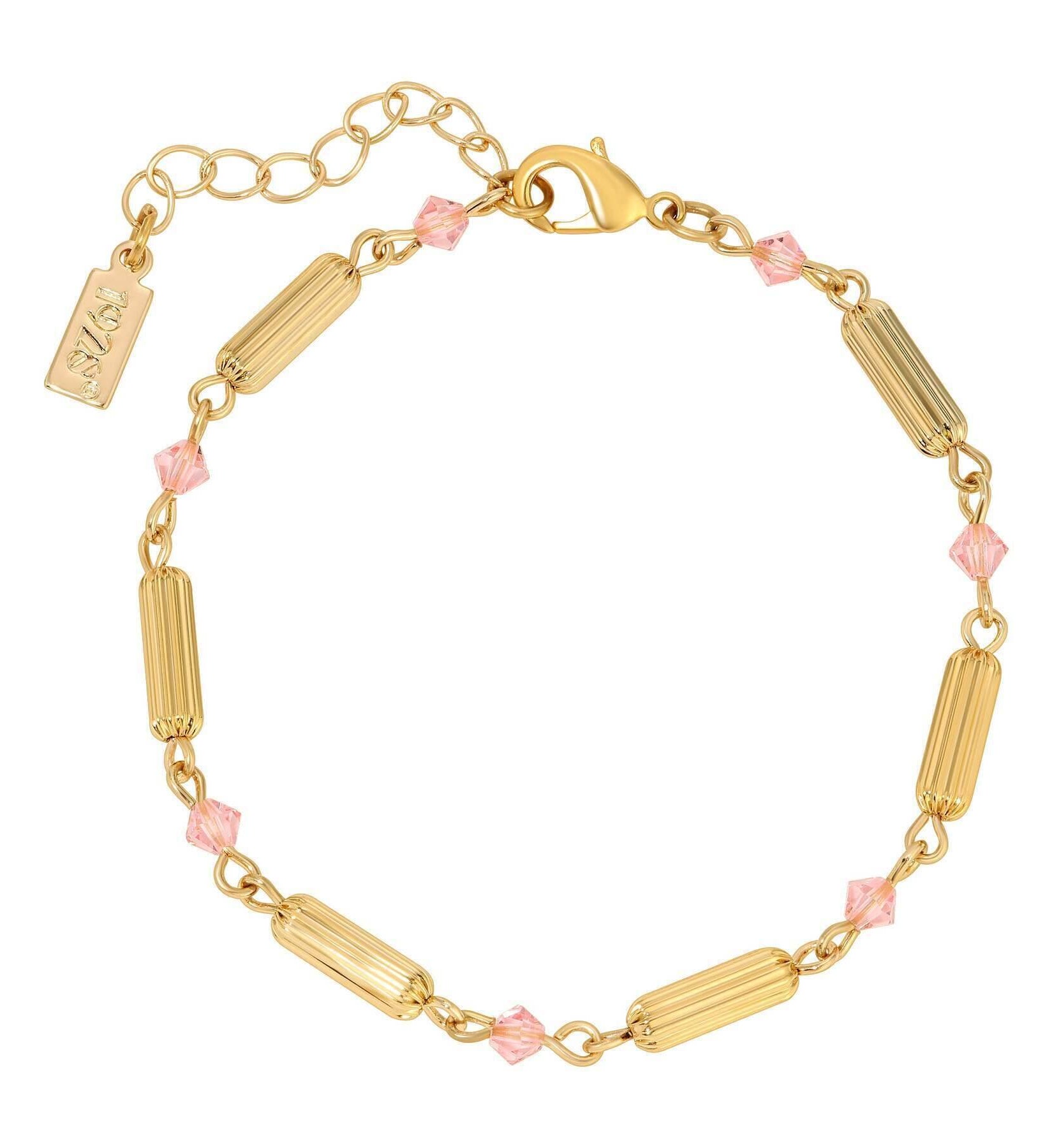 1928 Jewelry Gold Beaded Crystal Lantern Bracelet 1" Extension