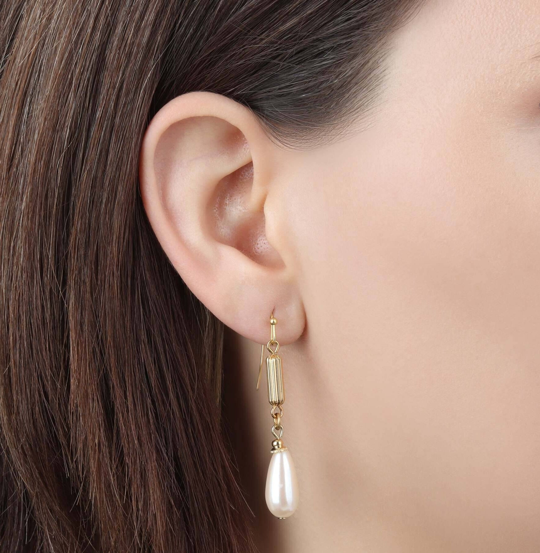 1928 Jewelry Opulent Teardrop Faux Pearl Dangling Earrings