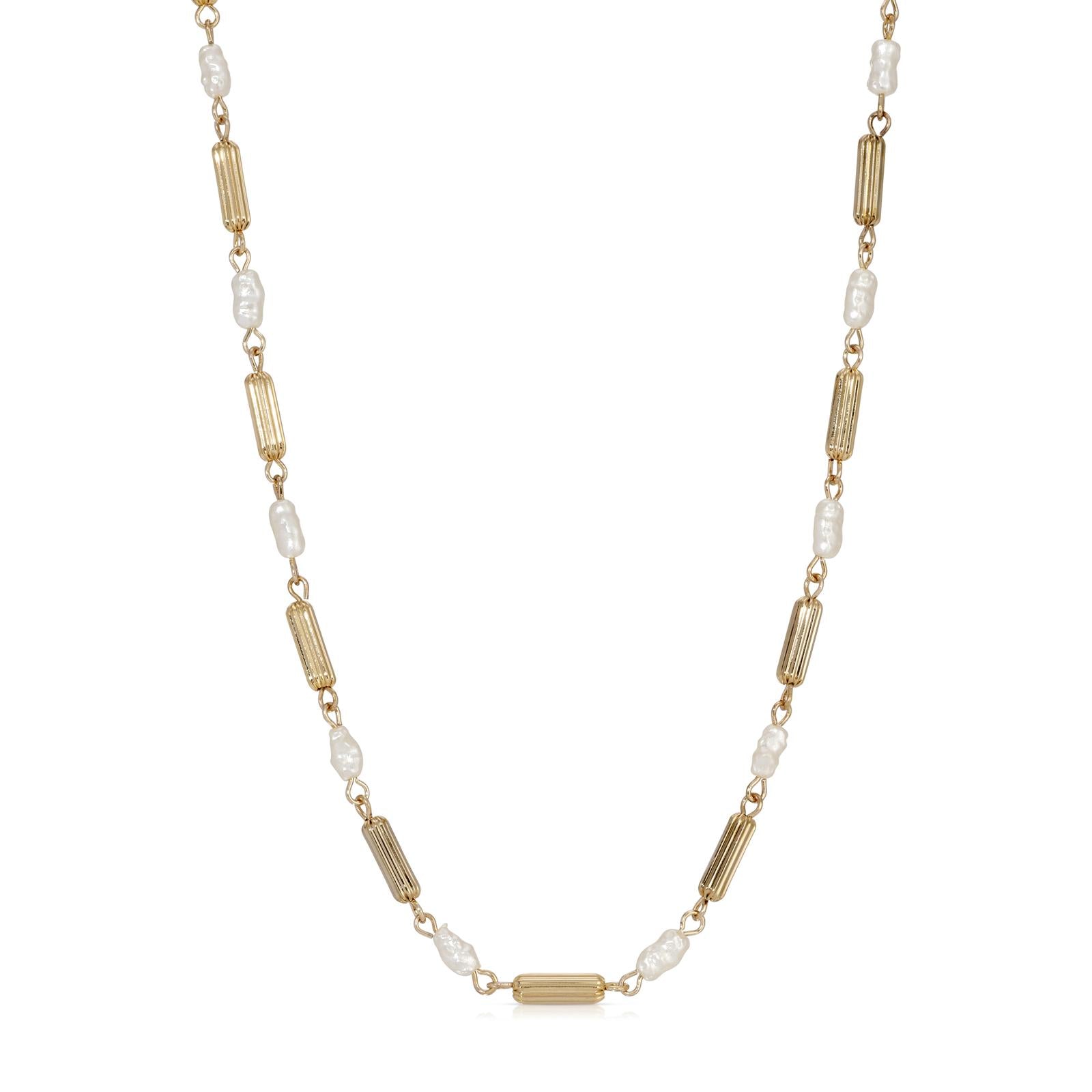 1928 Jewelry Gold Beaded Crystal Lantern Necklace 15" + 3" Extension