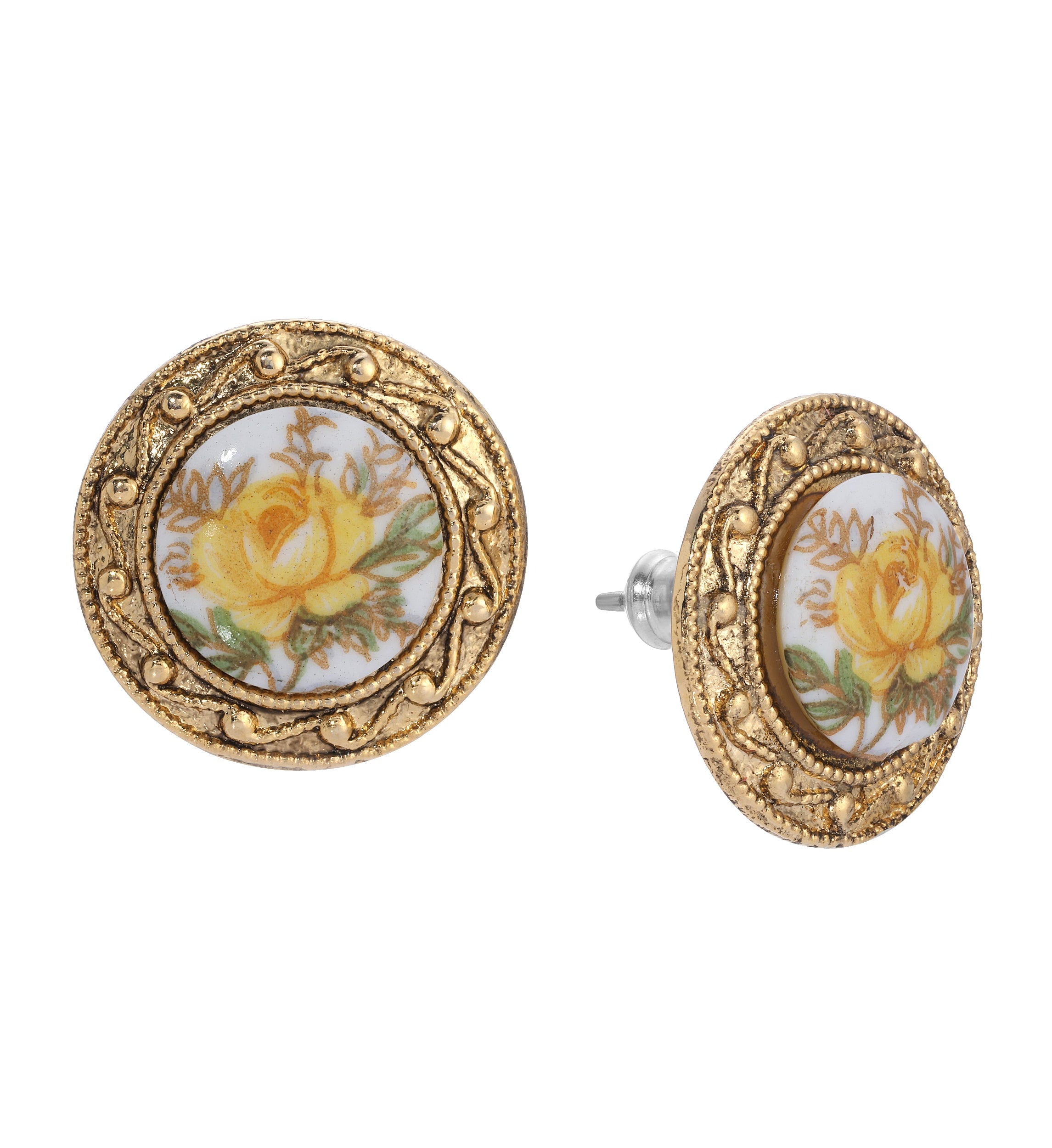 1928 Jewelry Yellow Rose Stud Earrings