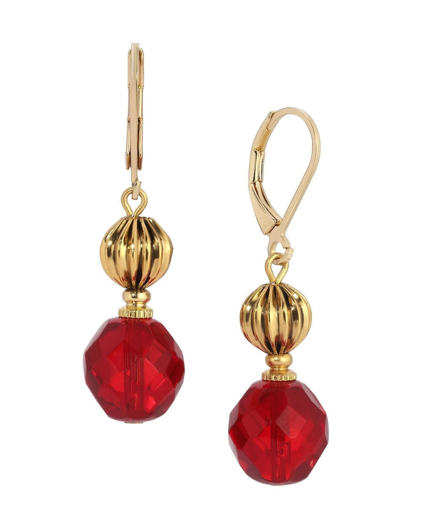 1928 Jewelry Glimmering Siam Red Dangling Earrings