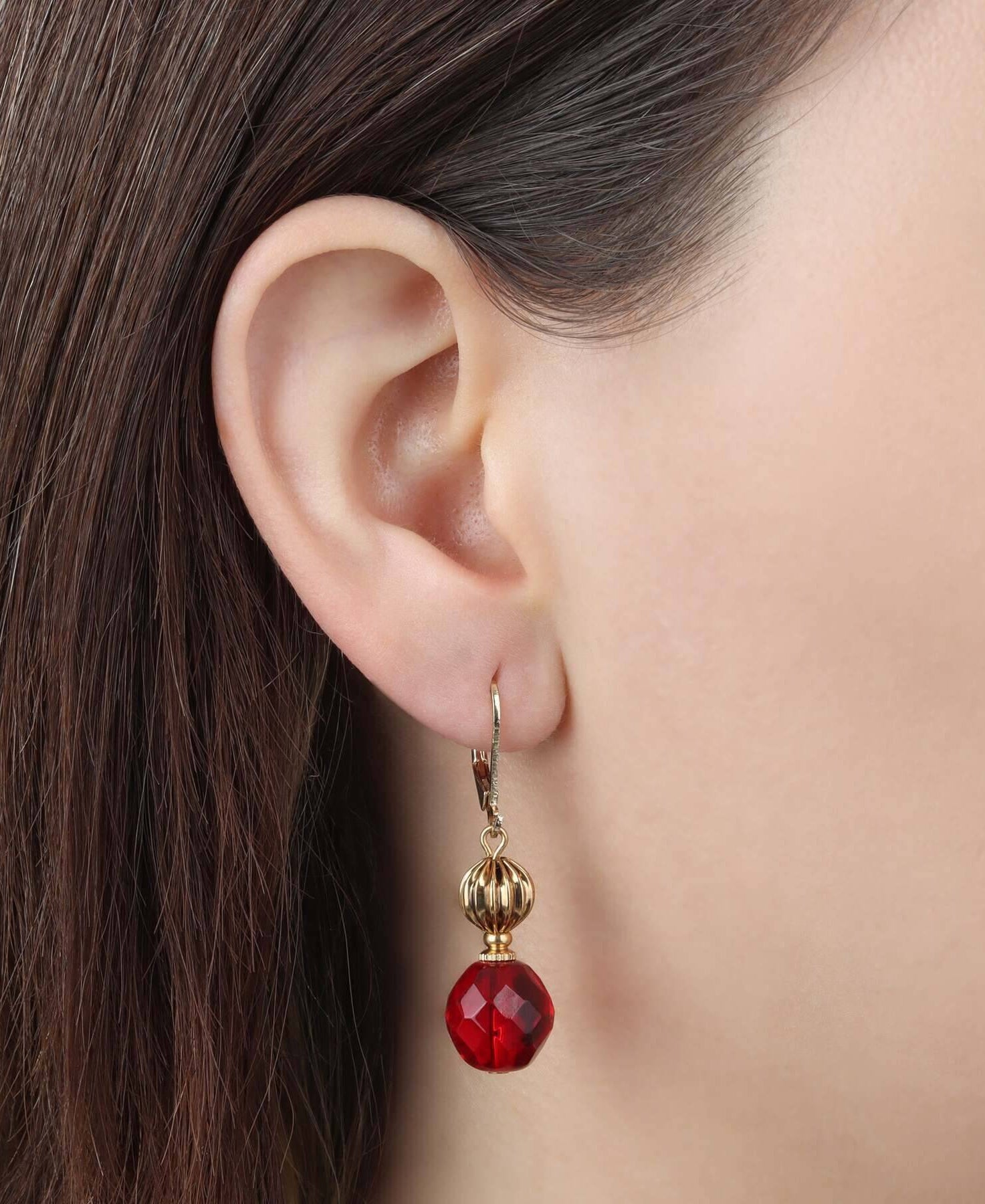 1928 Jewelry Glimmering Siam Red Dangling Earrings