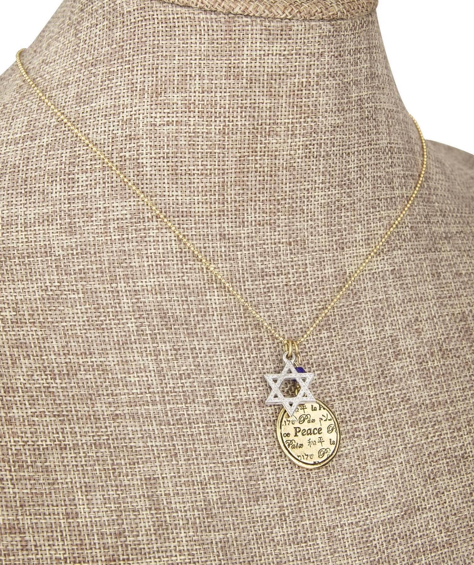 1928 Jewelry Star Of David Multilingual Peace Pendant Necklace 16"