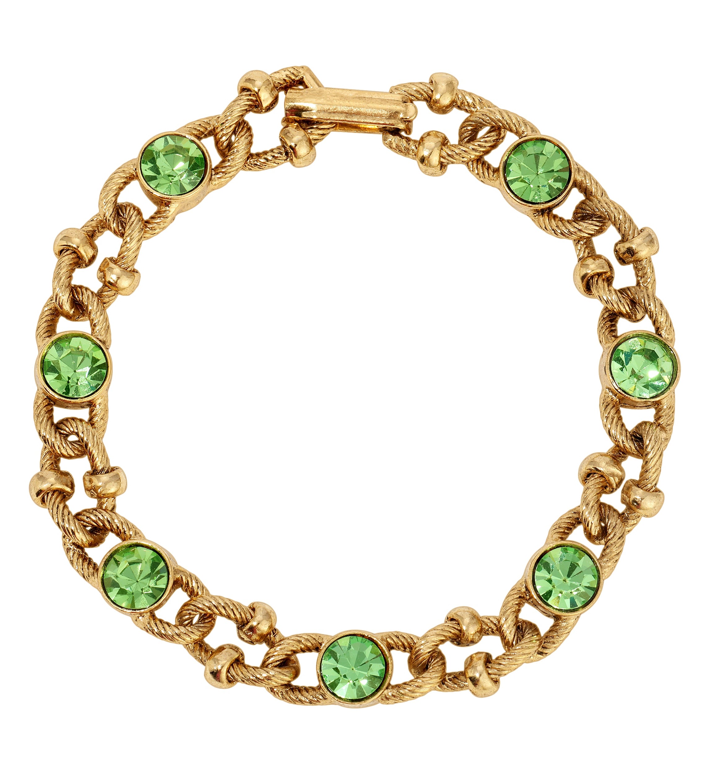 1928 Jewelry Peridot Crystal Radiance Textured Link Bracelet
