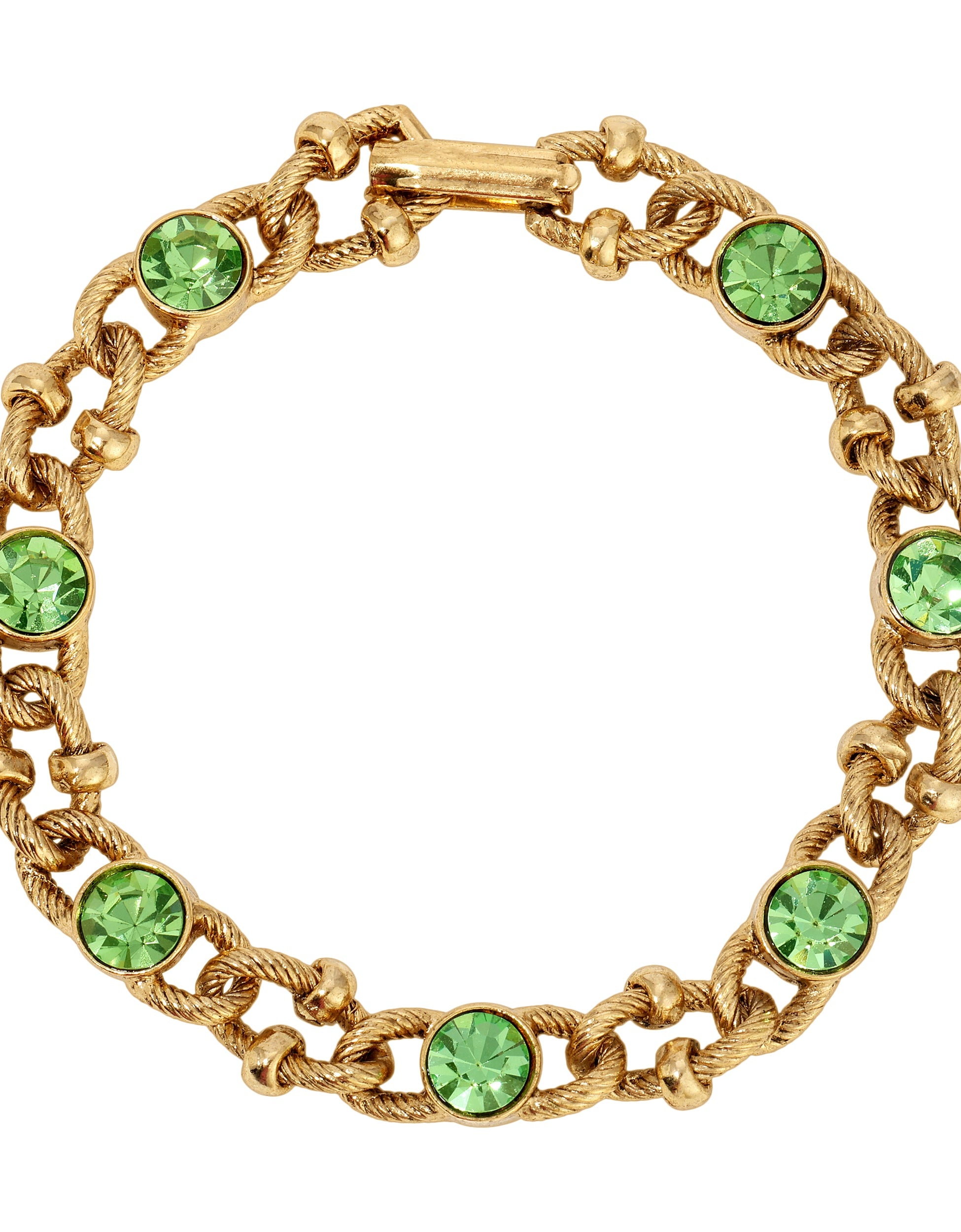 1928 Jewelry Peridot Crystal Radiance Textured Link Bracelet