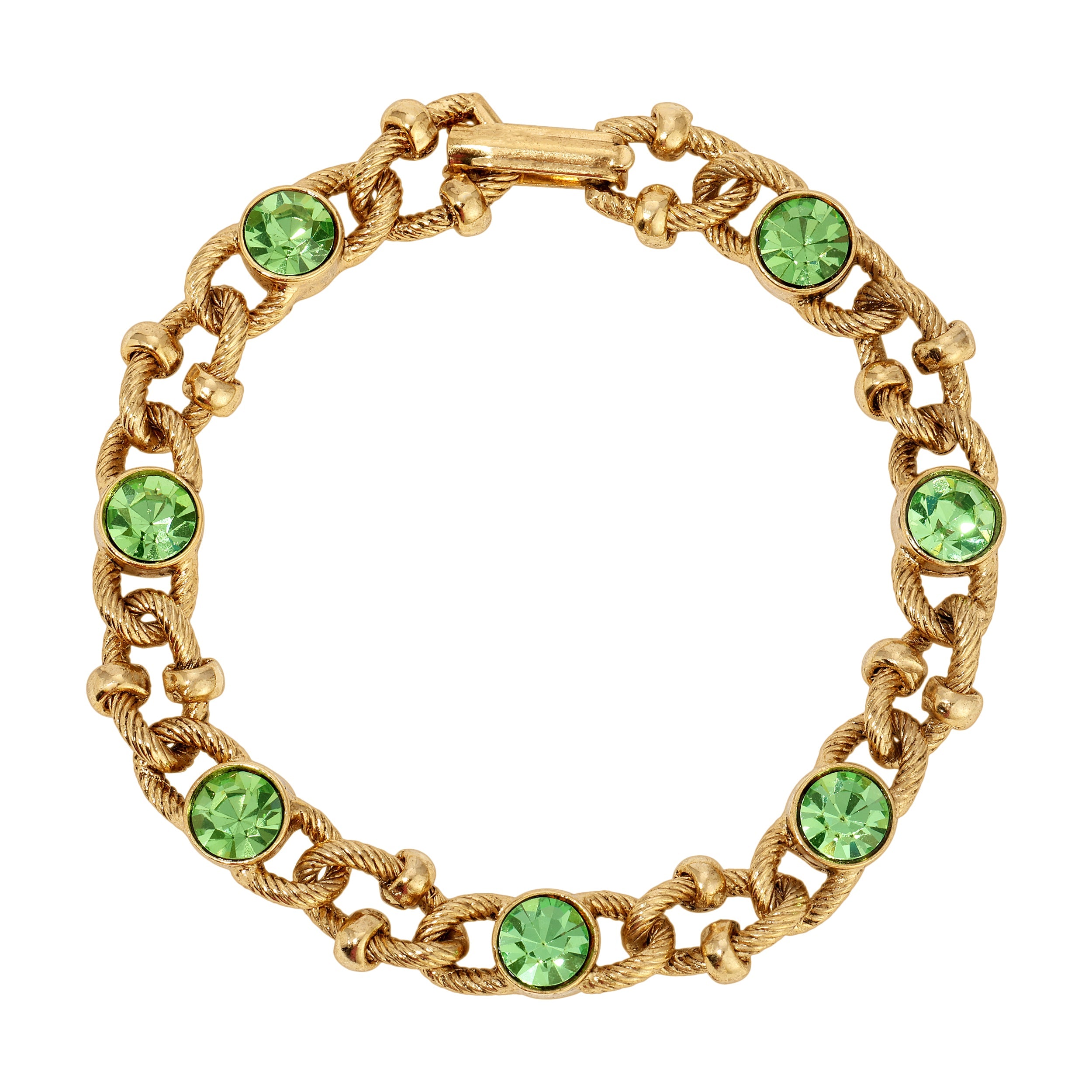 1928 Jewelry Peridot Crystal Radiance Textured Link Bracelet