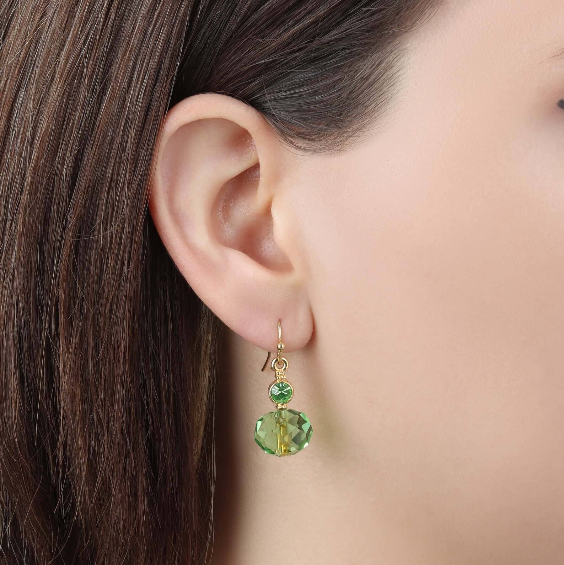 1928 Jewelry Peridot Green Crystal Drop Earrings
