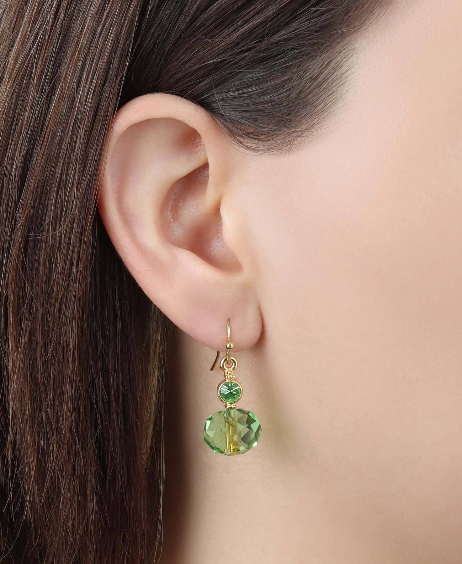1928 Jewelry Peridot Green Crystal Drop Earrings